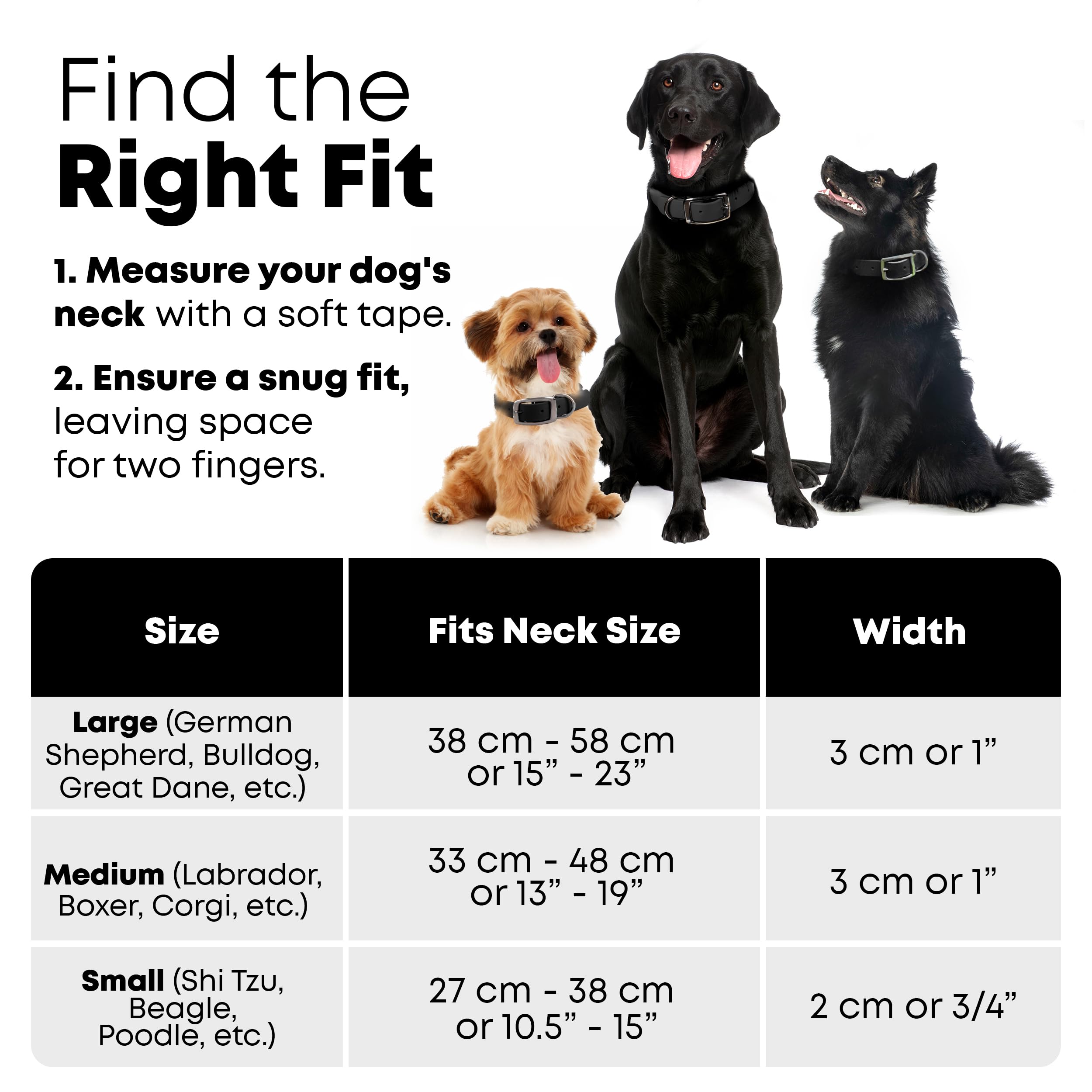 Regal Dog Products Small Black Dog Collar With Heavy Duty Double Buckle & D Ring | Vinyl Coated, Custom Fit, Adjustable Biothane