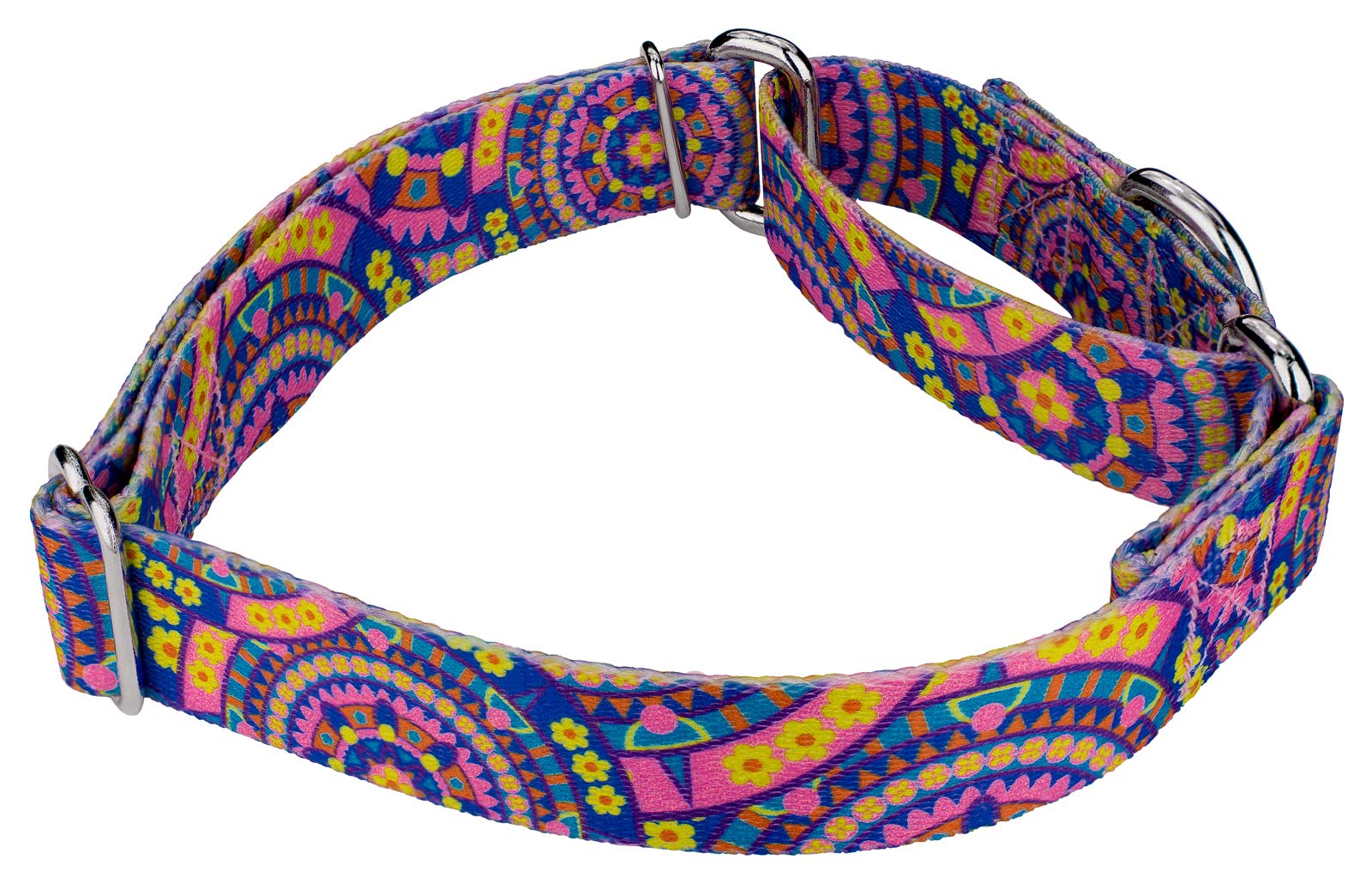Country Brook Petz - Blue Boho Mandala Martingale Dog Collar - Groovy Collection Featuring Far Out Designs (5/8 Inch, Small)