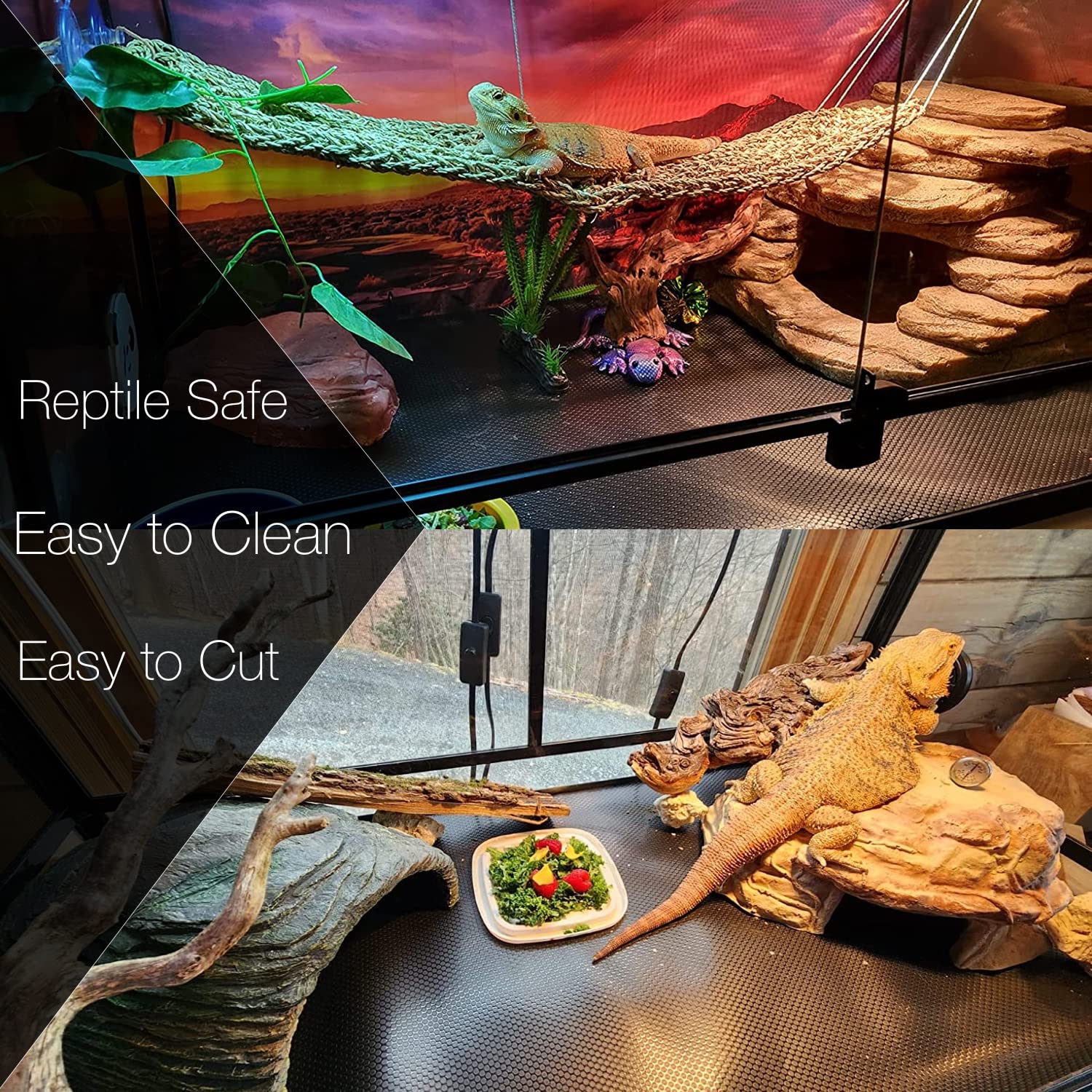 MRREPTILE Reptile Substrate Mat Carpet Bedding, Bearded Dragon Substrate, Reptile Tank Terrarium Liner for Leopard Gecko Lizard