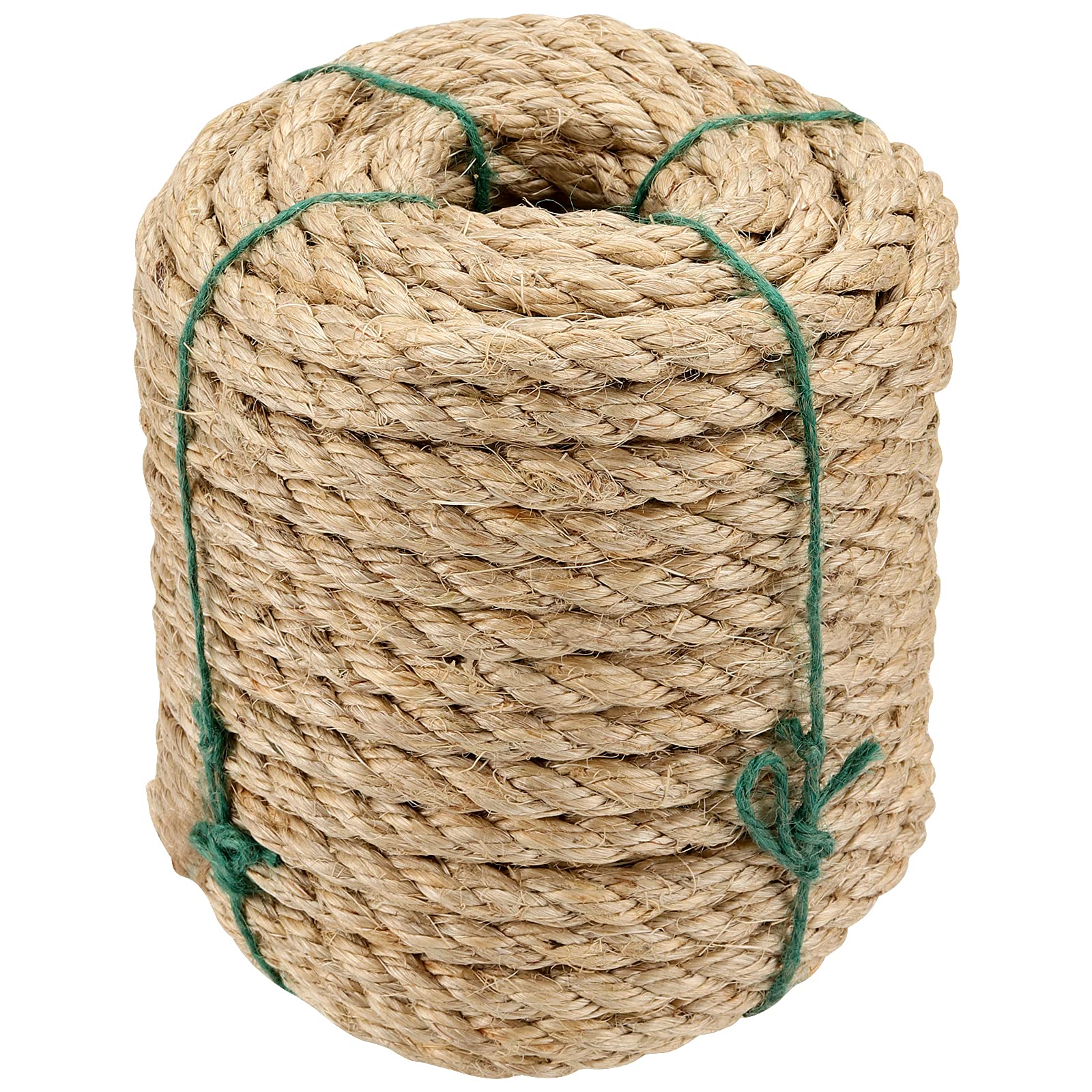 Maaigu 1/2 Inch Sisal Rope, 100 Feet Twisted Sisal Rope For Repairing, Recovering Cat Scratching Post, Bundling, Decoration, Wall Hangings, Tie Downs