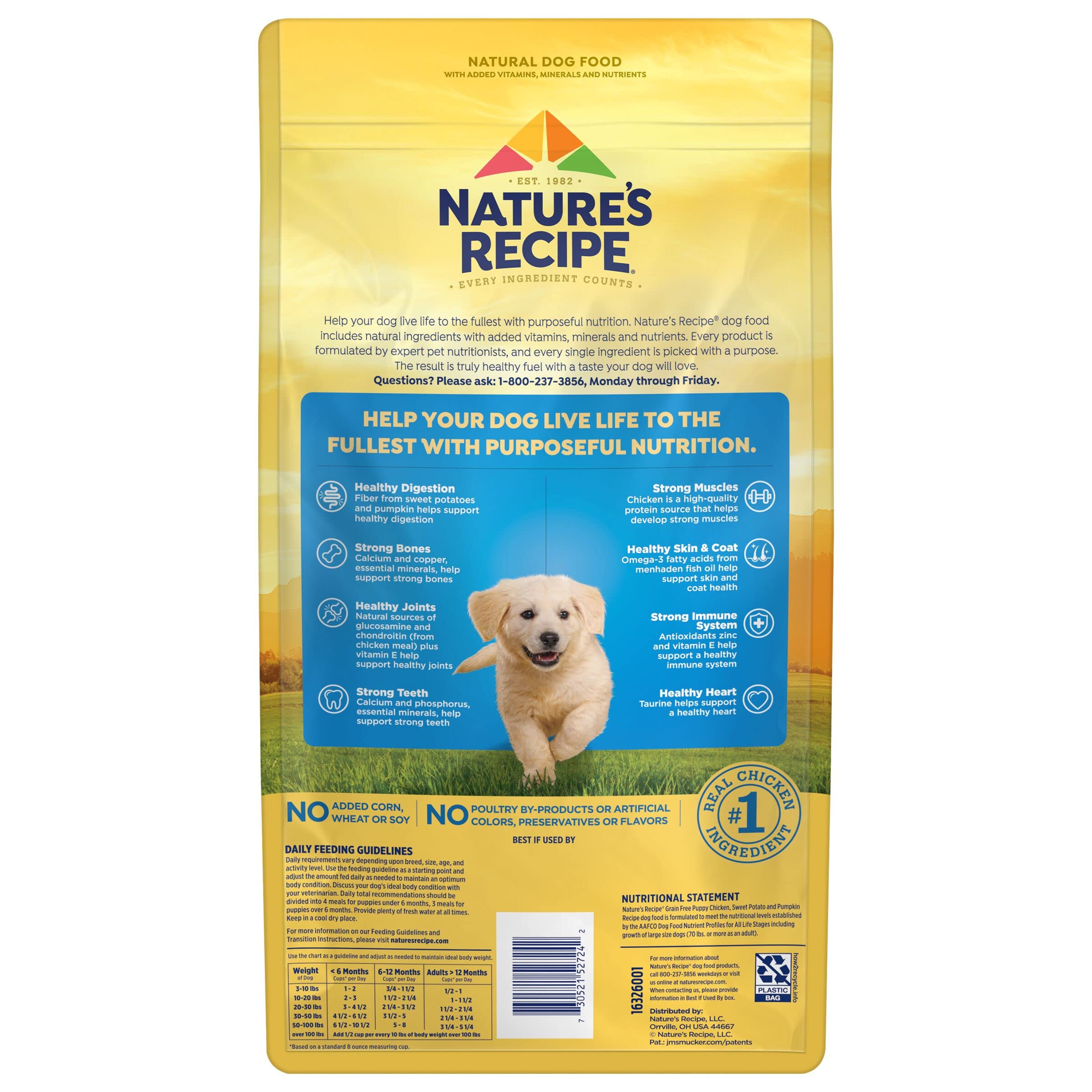 Natures Recipe Grain Free Puppy Chicken, Sweet Potato & Pumpkin Recipe Dry Dog Food, 4 lb. Bag