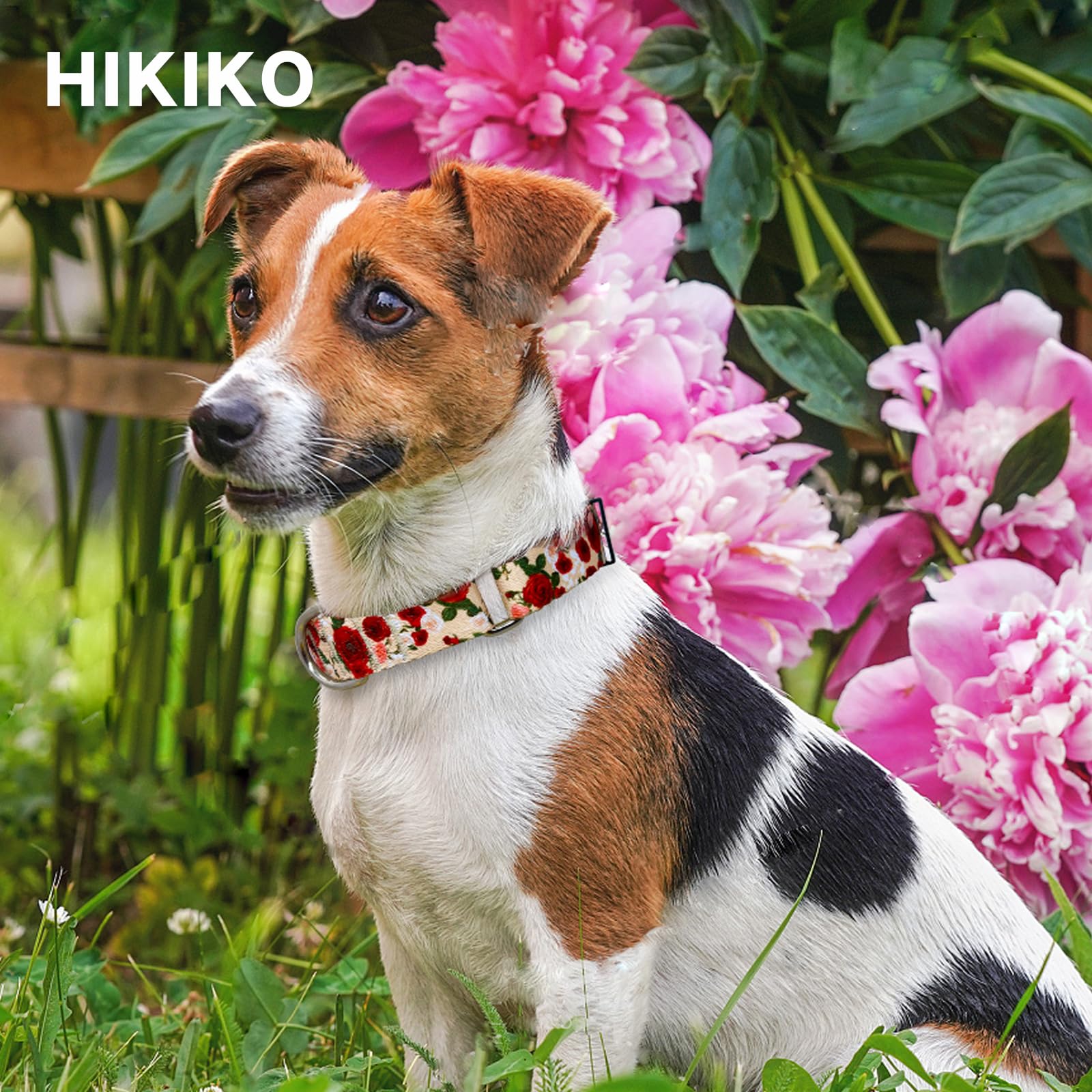 Hikiko Martingale Collar For Dogs With No Buckle Female Designer Floral Dog Collar Nylon No Pull Dog Collars For Medium Dogs,Red