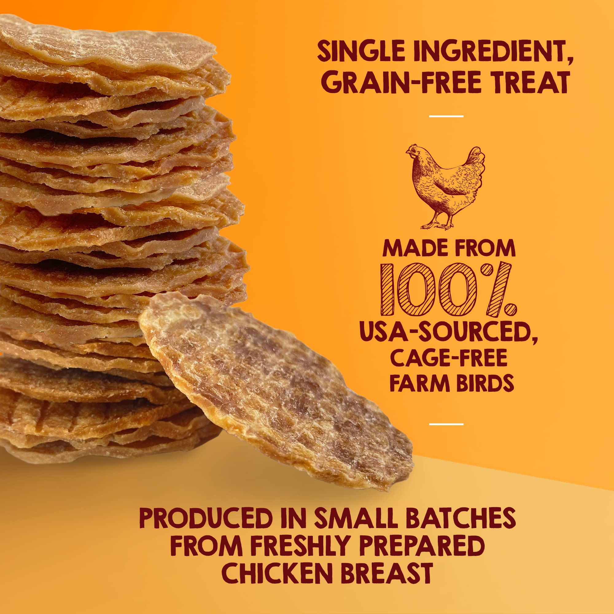 Rileys Waffles Chicken Chips for Dogs - USA Sourced 100% Chicken Breast - Dehydrated and Lean Jerky Treats - Single Ingredient