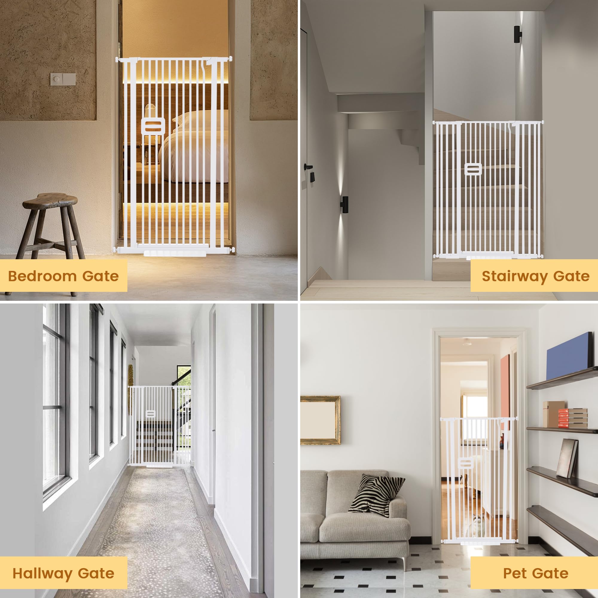 Oneblis 55' Extra Tall Cat Gate For Doorway, 29.5' -32.3' Adjustable Width Auto Close Pet Gate, No Drilling Pressure Mount Kit, High Cat Gates For Indoor No Climb, Suitable For Hallway Kitchen (White)