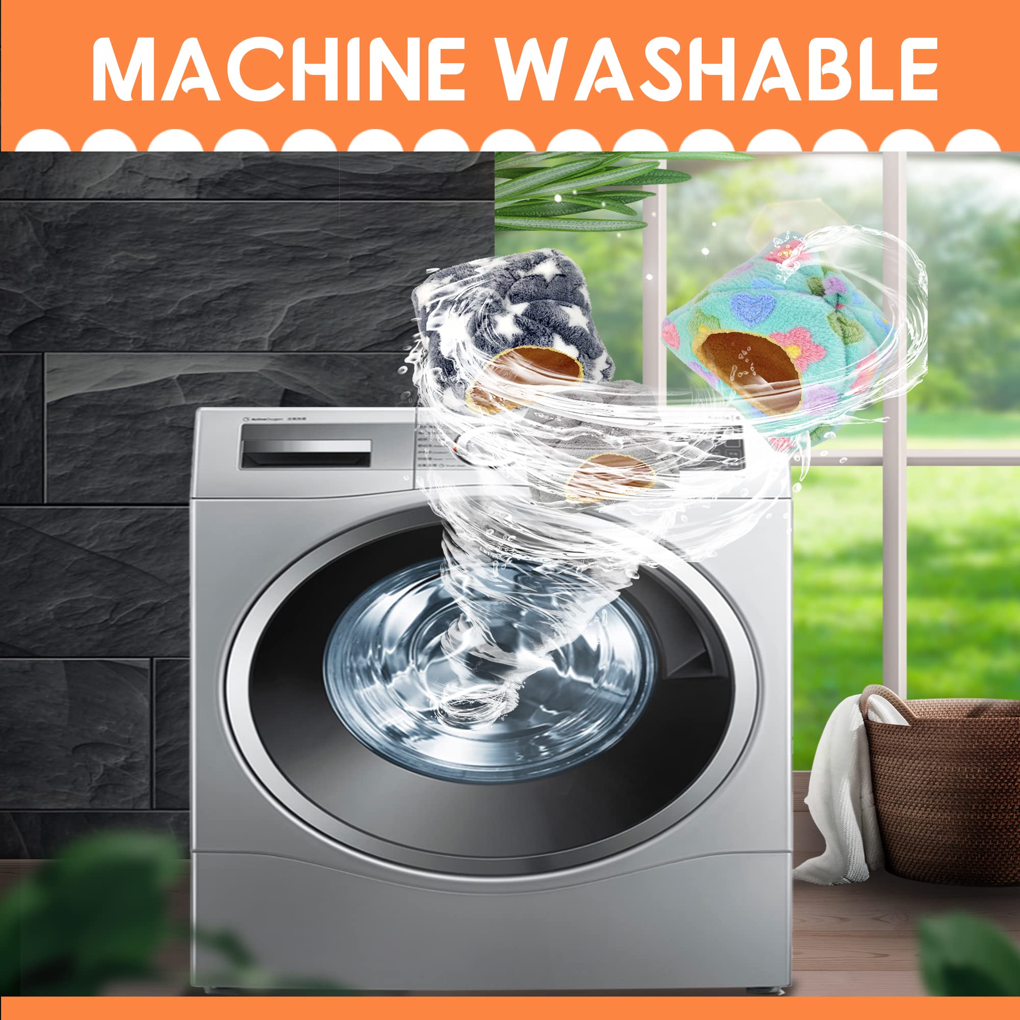 Ginidear Guinea Pig Bed, Guinea Pig Hideout House Accessories Warm Bed For Small Animals Hamsters Chinchillas Dwarf Bunnies Hedgehogs. M, Grey Stars.