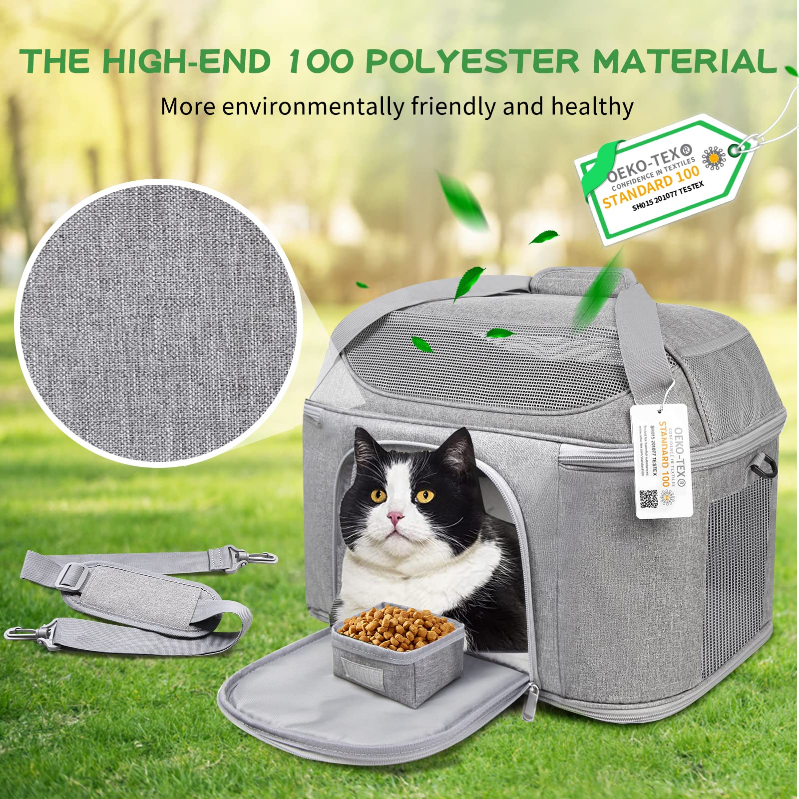 Bejibear Large Cat Carrier For 2 Cats, Soft Side Pet Carrier For Cats Small Dog Up To 20 Lbs, Collapsible Travel Dog Carrier Bag