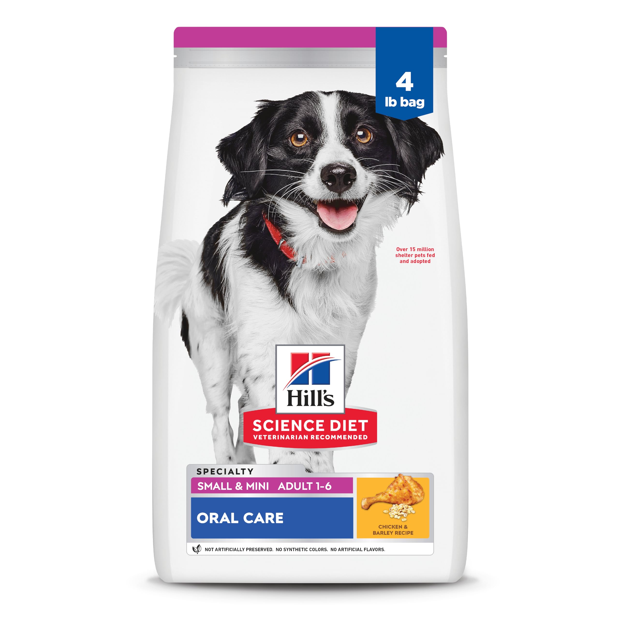 Hill's Science Diet Oral Care, Adult 1-6, Small & Mini Breeds Plaque & Tartar Buildup Support, Dry Dog Food, Chicken, Rice, & Ba