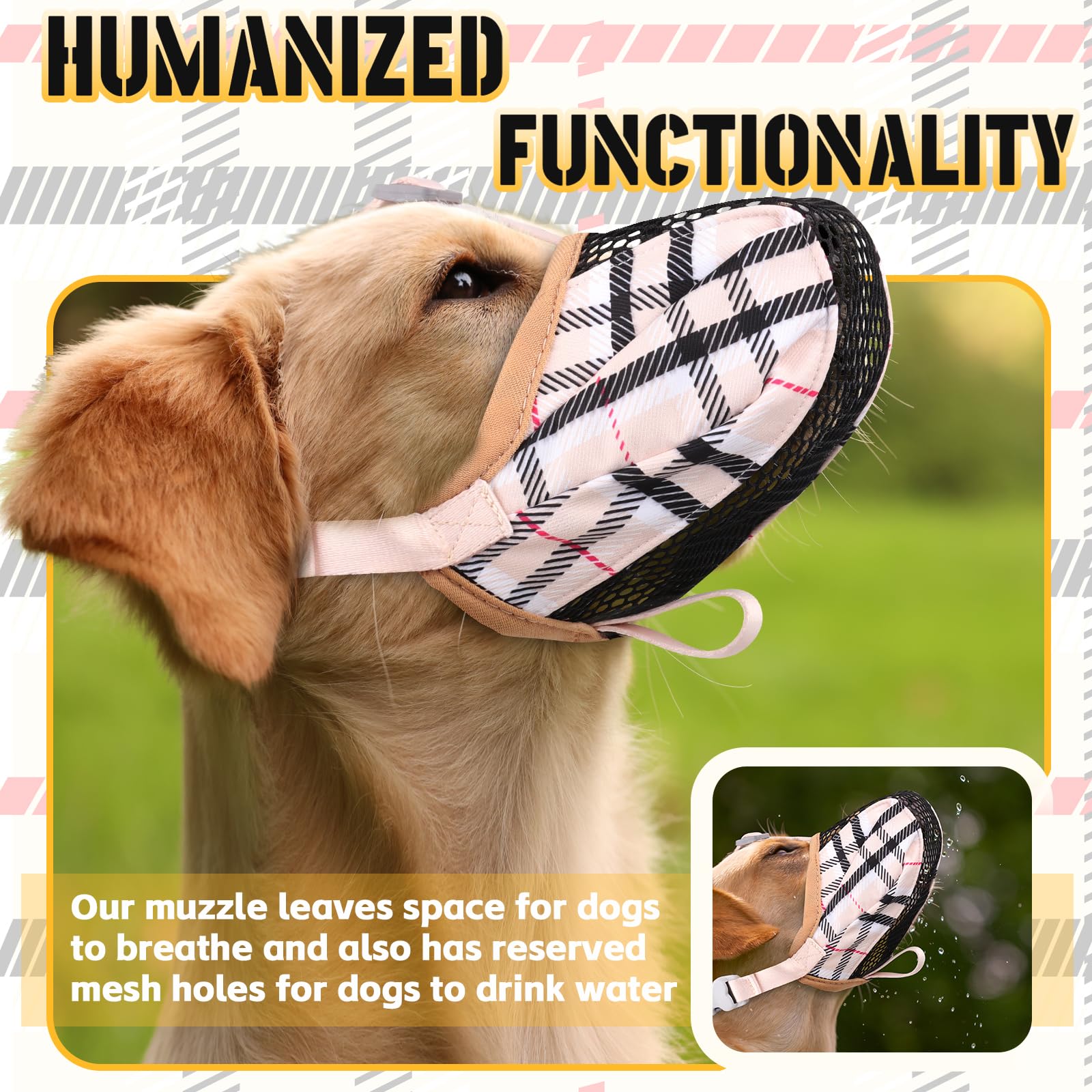 Dog Muzzle, Basket Air Muzzles for Large Sized Dogs Anti Chewing, Breathable Adjustable Muzzle for Labrador/Golden Retriever Ger