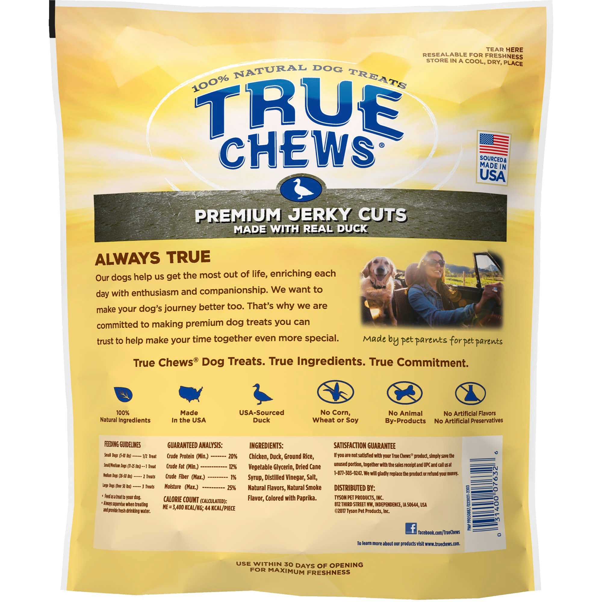 Blue Buffalo True Chews Premium Jerky Cuts Natural Dog Treats, Duck 22 oz bag