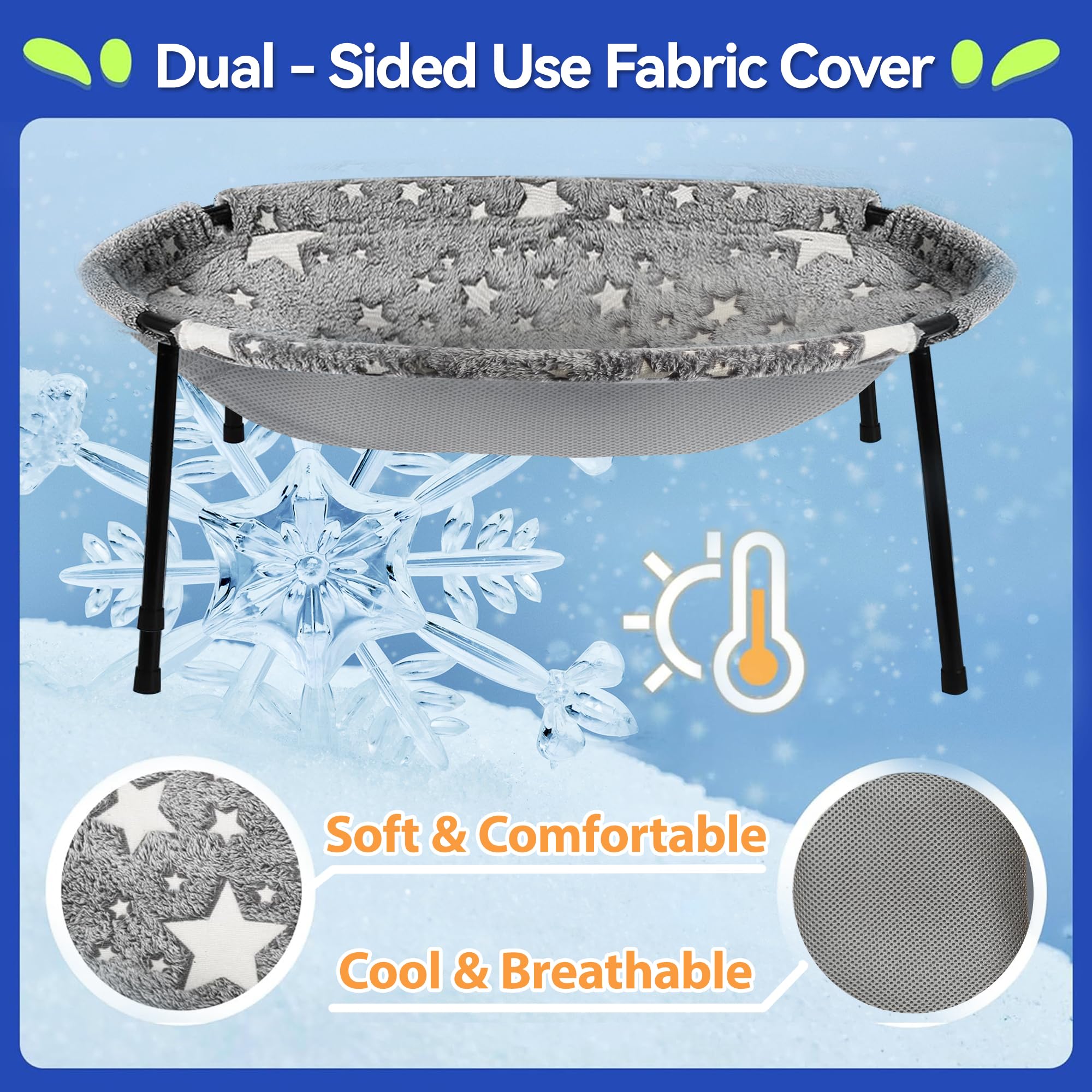 Pomesea Sink In Elevated Cat Bed Hammock With Dual Sided Cover Glow In The Dark Fabric All Season Use Machine Washable Tool Free