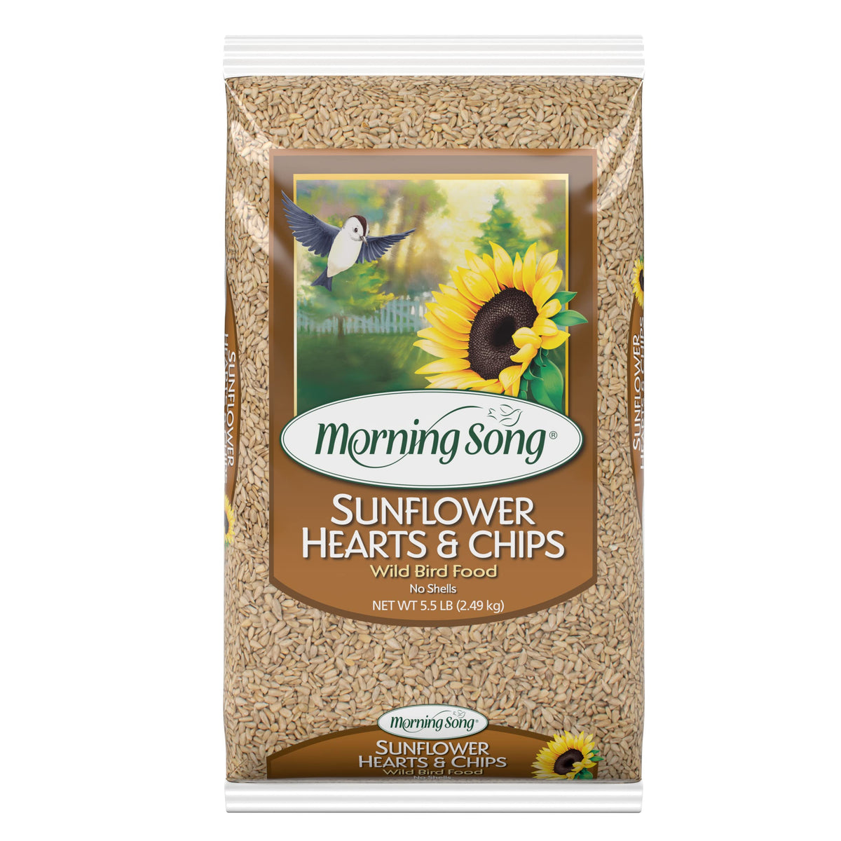 Morning Song Sunflower Hearts & Chips Wild Bird Food, No Mess Sunflower Seeds For Birds, 5.5-Pound Bag