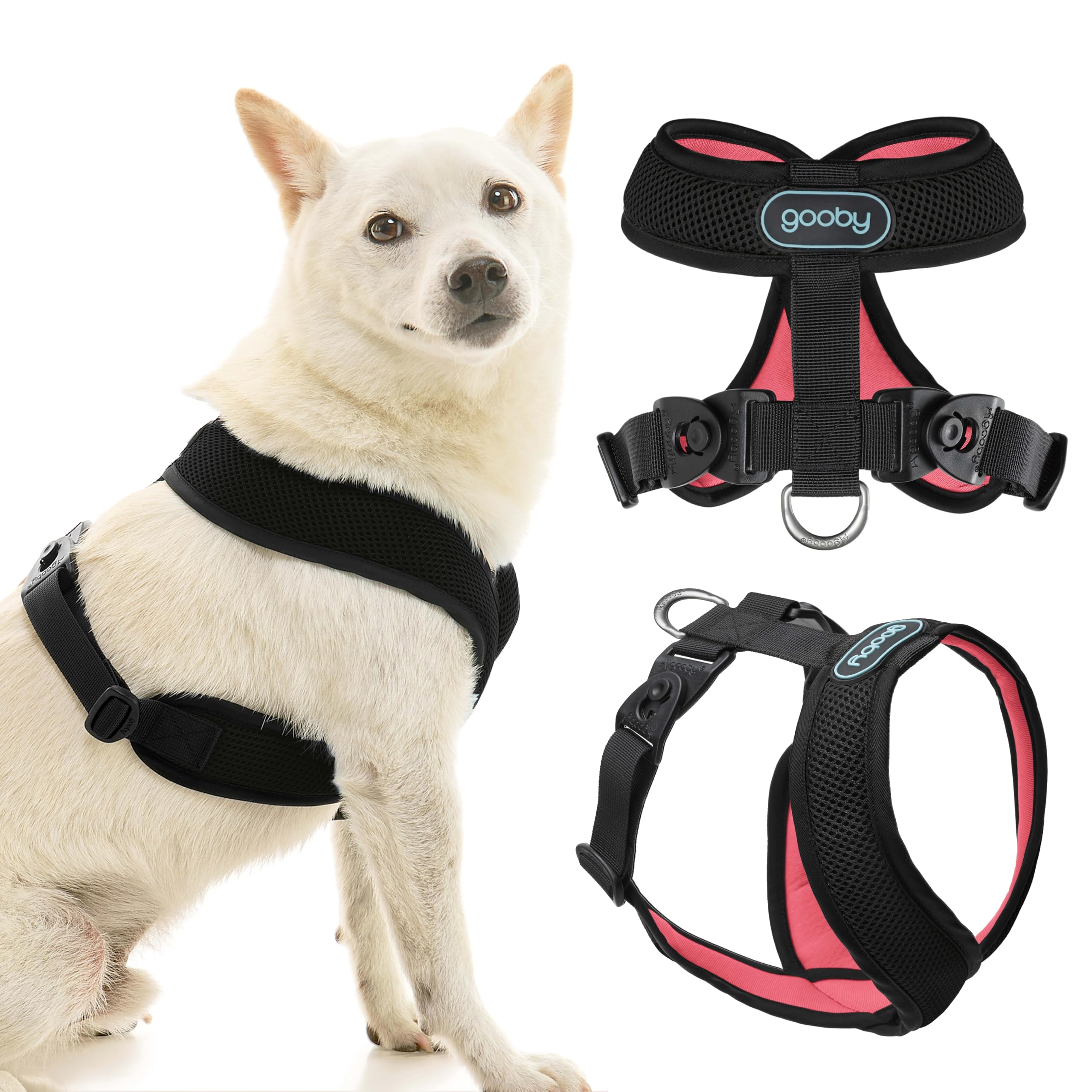 Gooby Comfort X Harness Dual Snap Mesh In Dog Harness - Dark Pink, X-Small