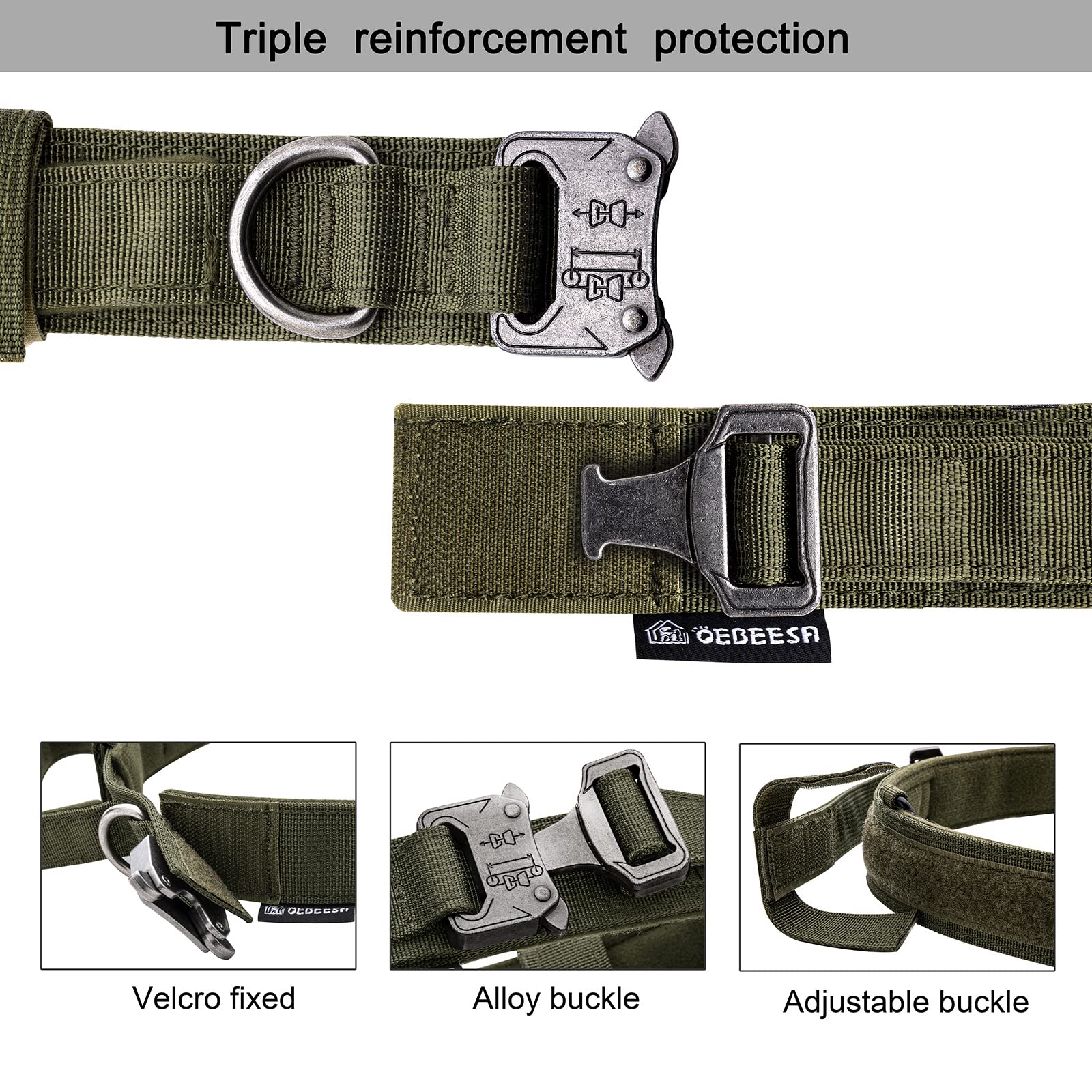 Tactical Dog Collar Adjustable Military Collar: - Nylon K9 Collars with Control Handle and Heavy Duty Metal Buckle for Medium an