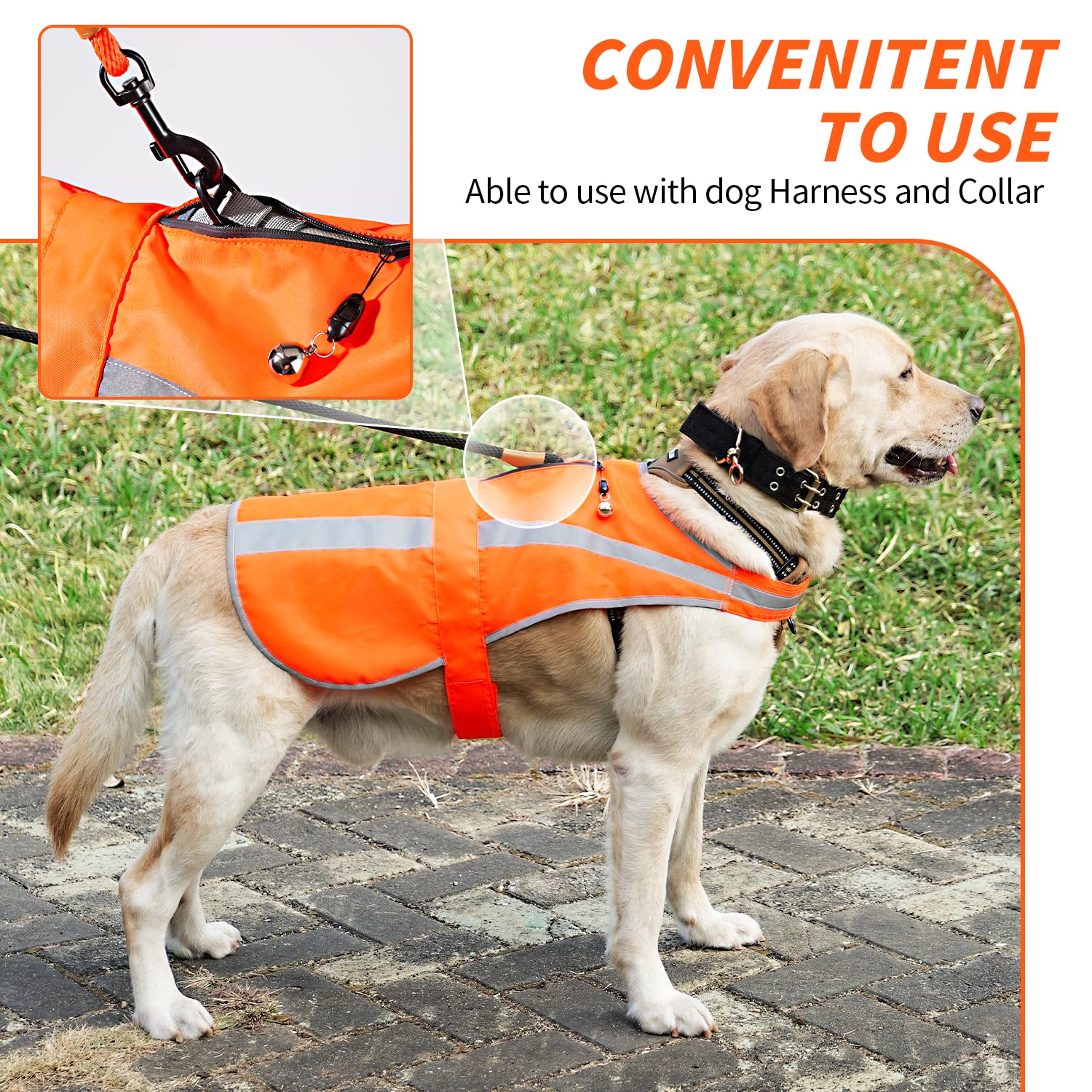 Reflective Dog Vest For Small Medium Breeds, High Visibility Dog Safety Vest Harness With Removable Bell Keep Safe From Hunting,