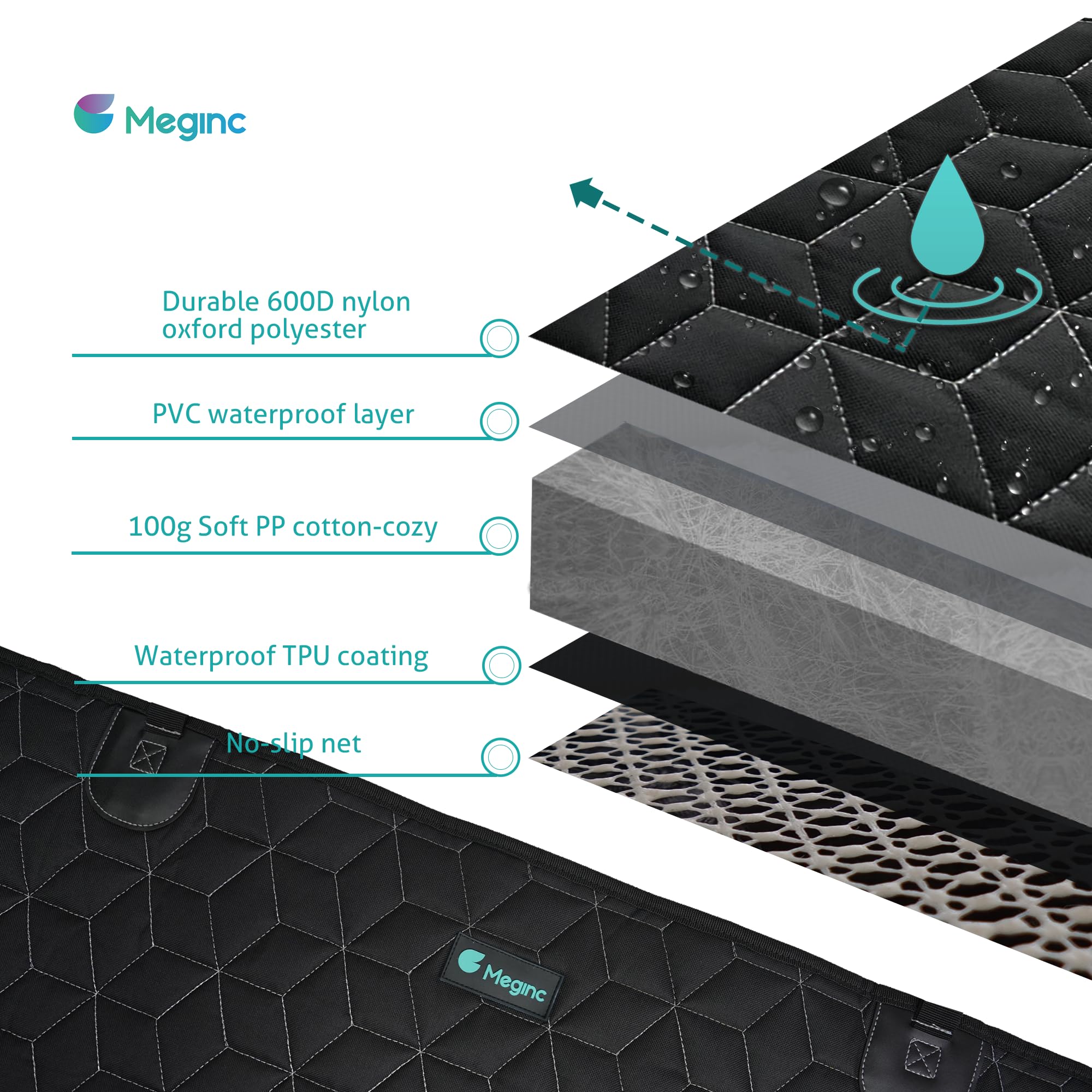 Heavy Duty Dog Hammock - 600D Waterproof Backseat Cover For Dogs In Car - Fits Midsize Suvs Like Highlander/Pilot/Outback/Explor