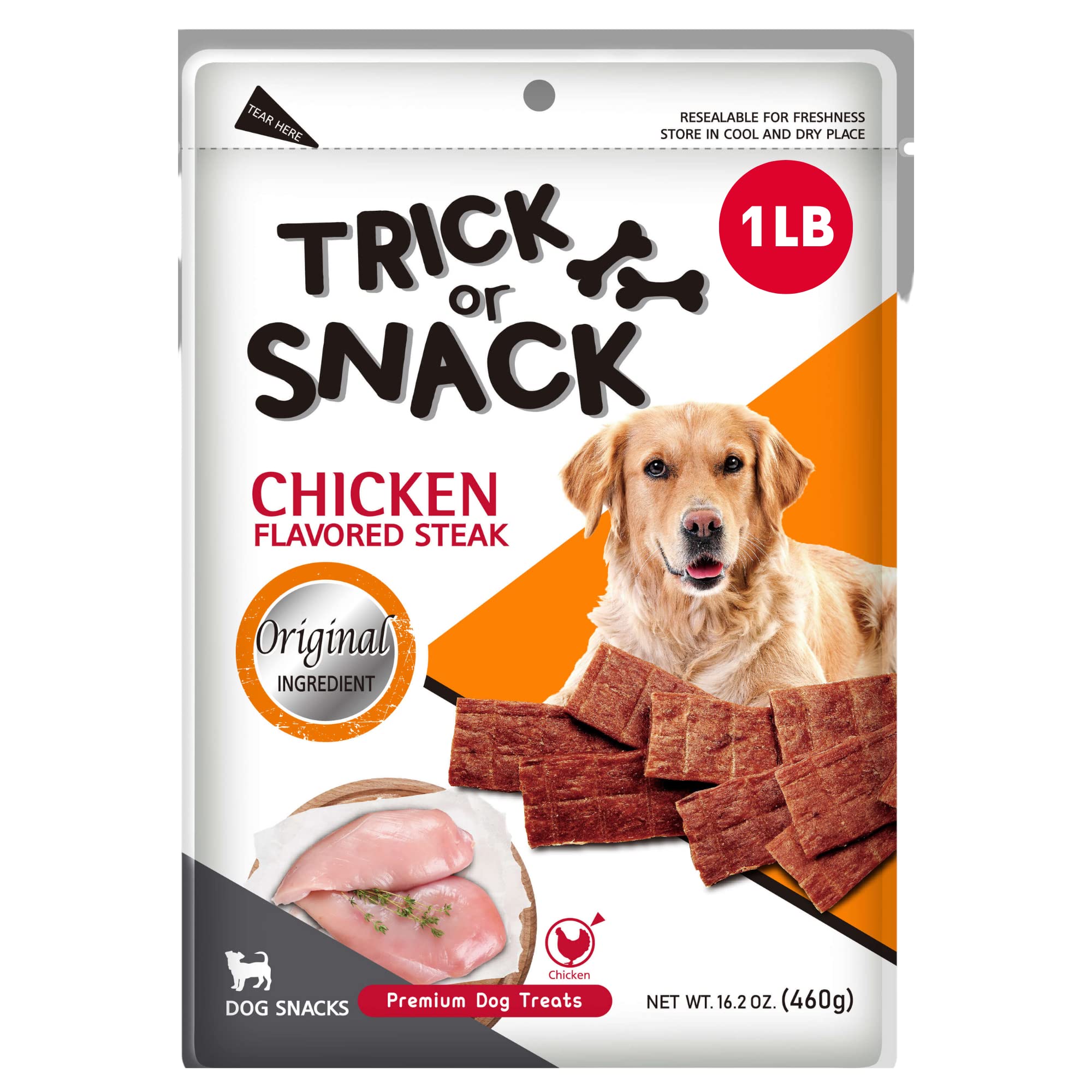 TRICK OR SNACK Premium 1lb Dog Jerky Treats | Dog Training | Dog Walking | Natural Grillers | Healthy Smoked Beef Chicken Salmon