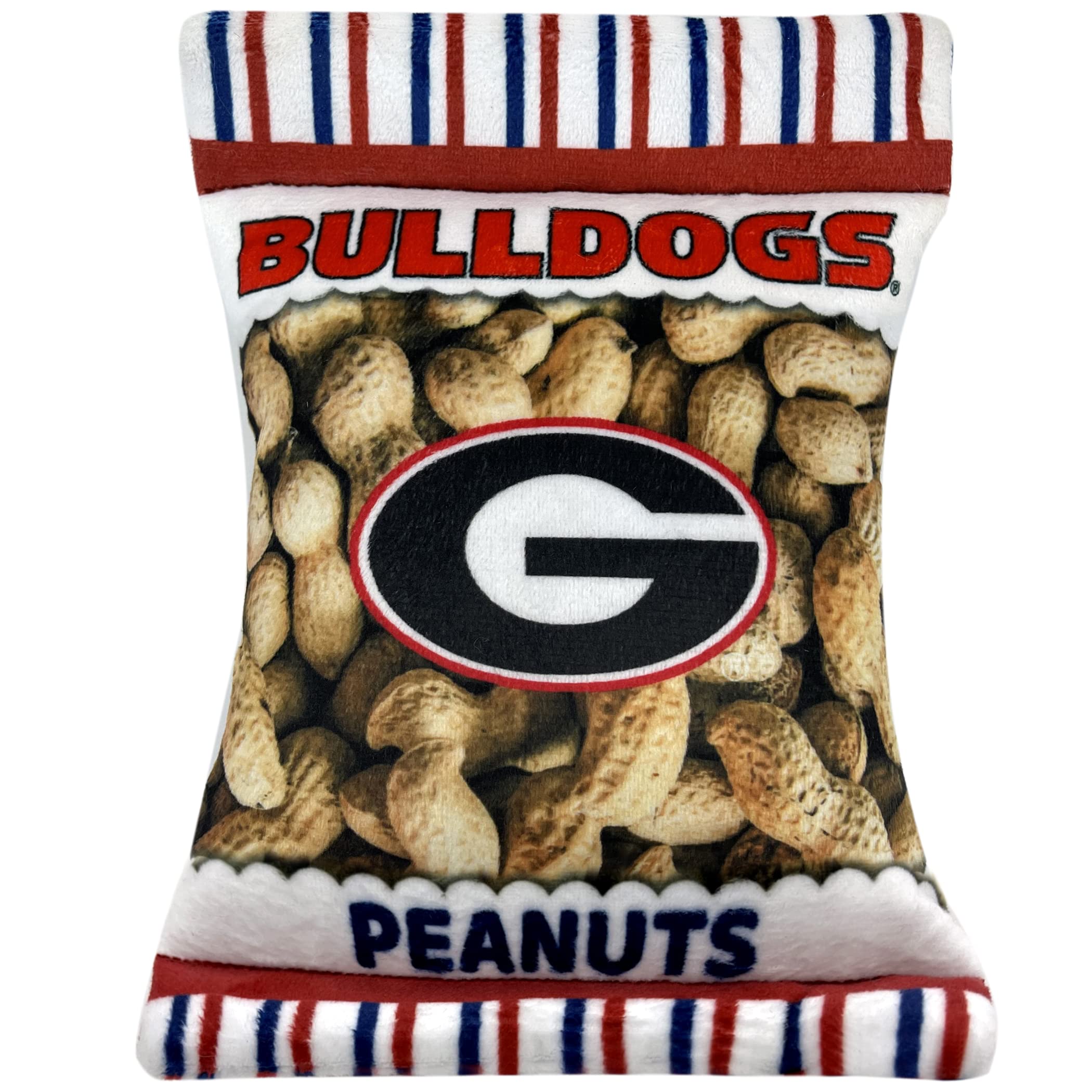 Pets First Ncaa Georgia Bulldogs Crinkle Fine Plush Dog & Cat Squeak Toy- Cutest Stadium Peanuts Snack Toy For Dogs & Cats With 