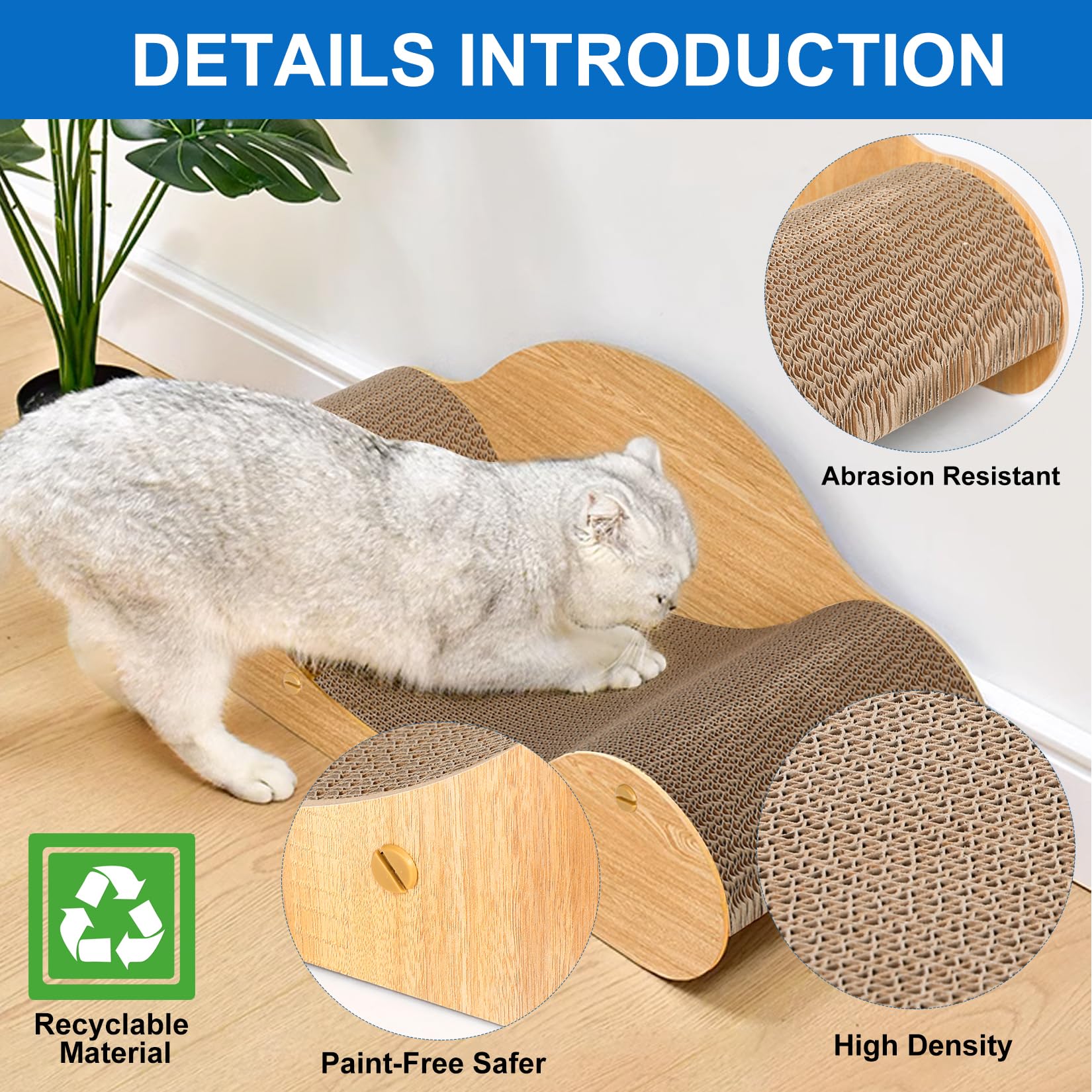 FluffyDream Cat Scratcher - Infinity Shape Cardboard Bed, Round Sofa, Wood