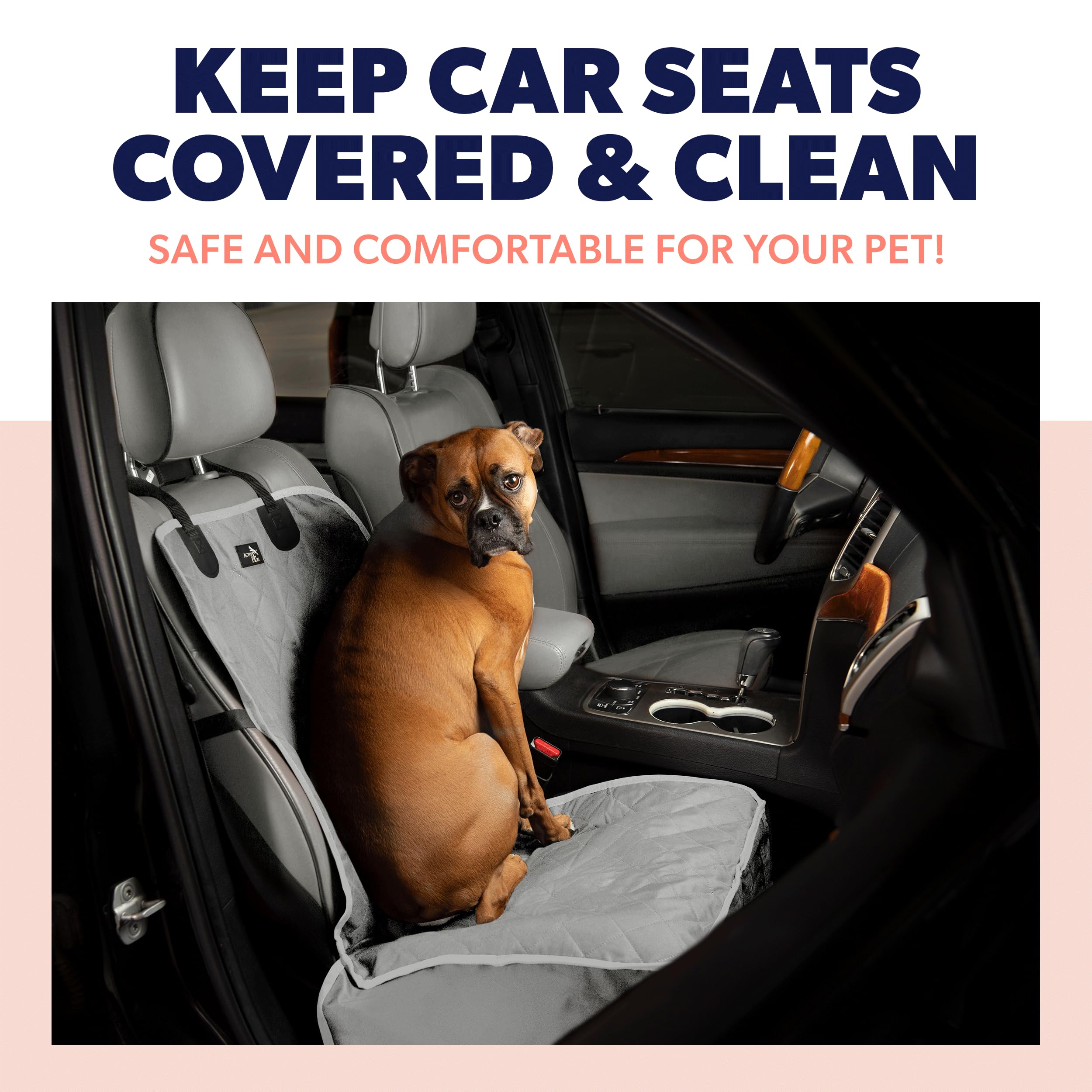 Active Pets Dog Car Seat Cover, Waterproof Front Seat Protector for SUV Truck Sedan, Pet Safety Travel Comfort System with Unive