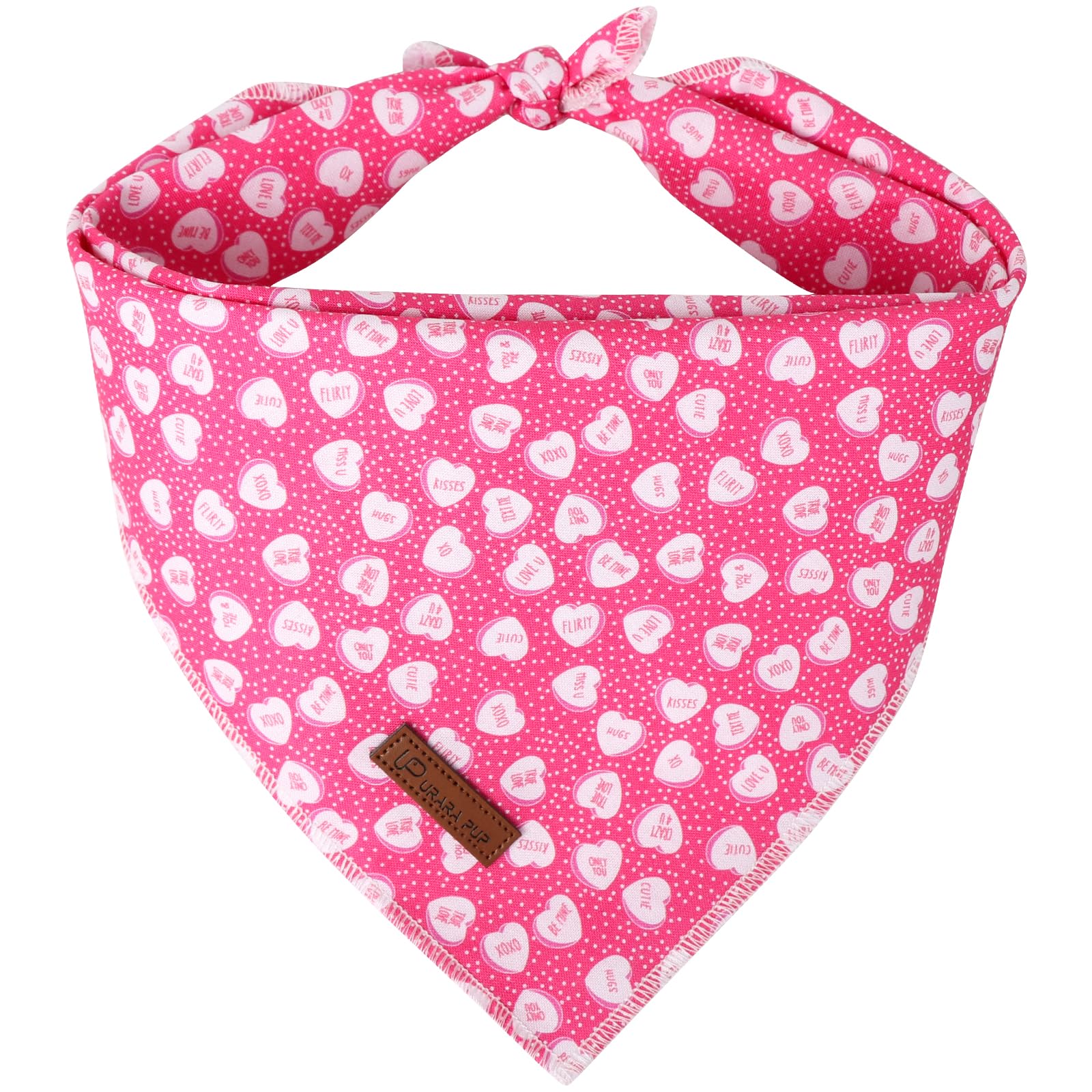Up Urara Pup Valentine Dog Bandana, Pink Heart Triangle Bid Scarf For Small Medium Dog, Cotton Pet Kerchief For Girl Boy Dogs Or Cats, Red Dog Bandana, Cute Adorable Puppy Bandana
