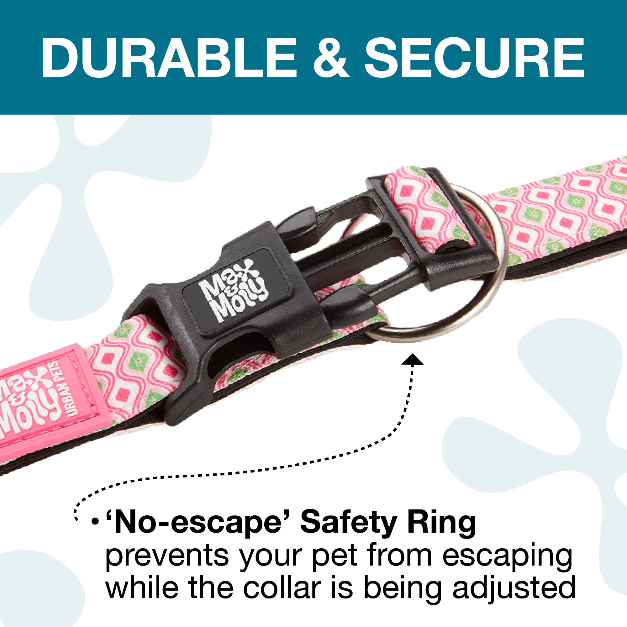 Max & Molly Urban Pets Smart ID Dog Collar - Soft Neoprene, Waterproof, Machine Washable, Power Buckle, Gotcha! QR Tag & Custom