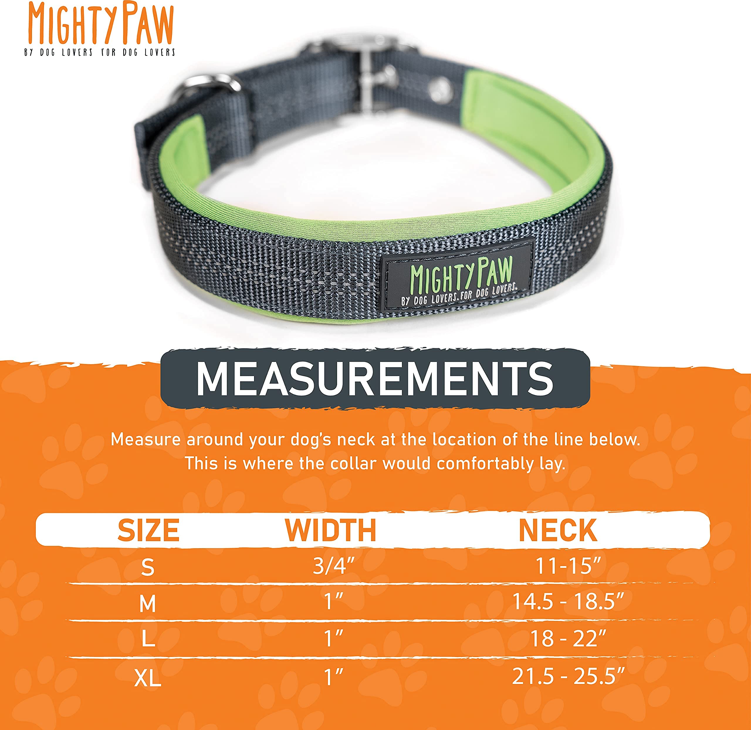 Mighty Paw Ultra Soft Dog Collar - All-Metal Adjustable Buckle For Large And Small Dogs - Super Soft Neoprene Padding For Ultima