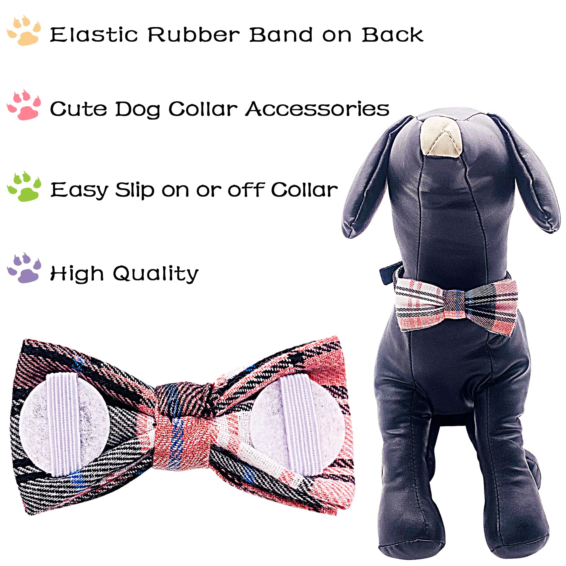 Pet Show 8Pcs Plaid Small Dogs Collar Bow Ties Puppies Cats Collar Charms Accessories Slides Attachment Bowties For Birthday Wed