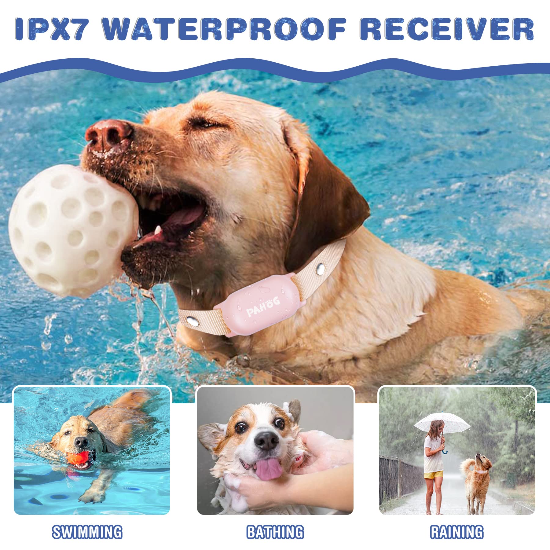 Pahog Dog Shock Collar, Waterproof Dog Training Collar With Remote 1000Ft, Rechargeable Electric Shock Collar For Large Medium S