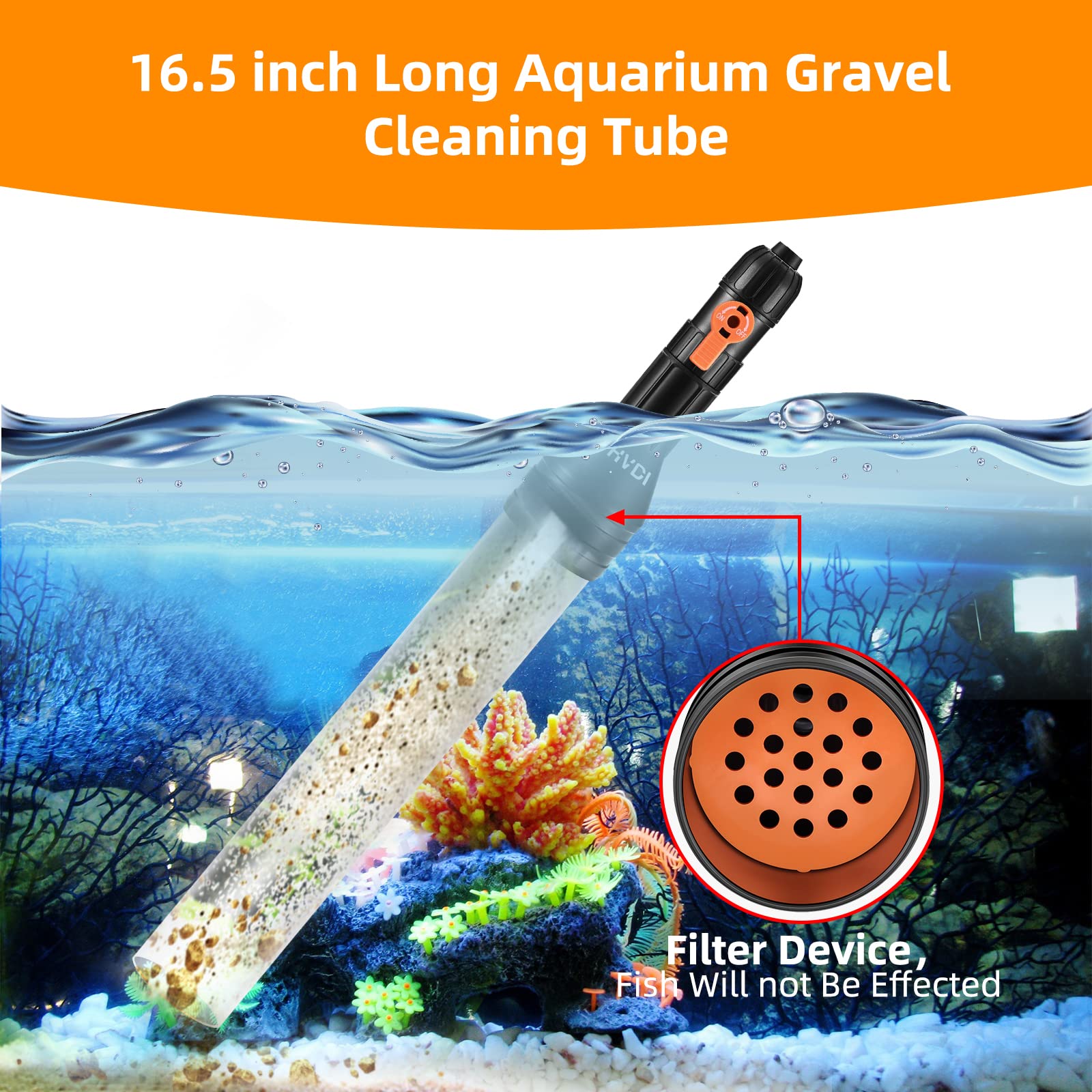 Enomol Gravel Vacuum For Aquarium Water Changer Fish Tank Cleaning Tools,Siphon Universal Quick Pump Aquarium Water Changing (50Ft)