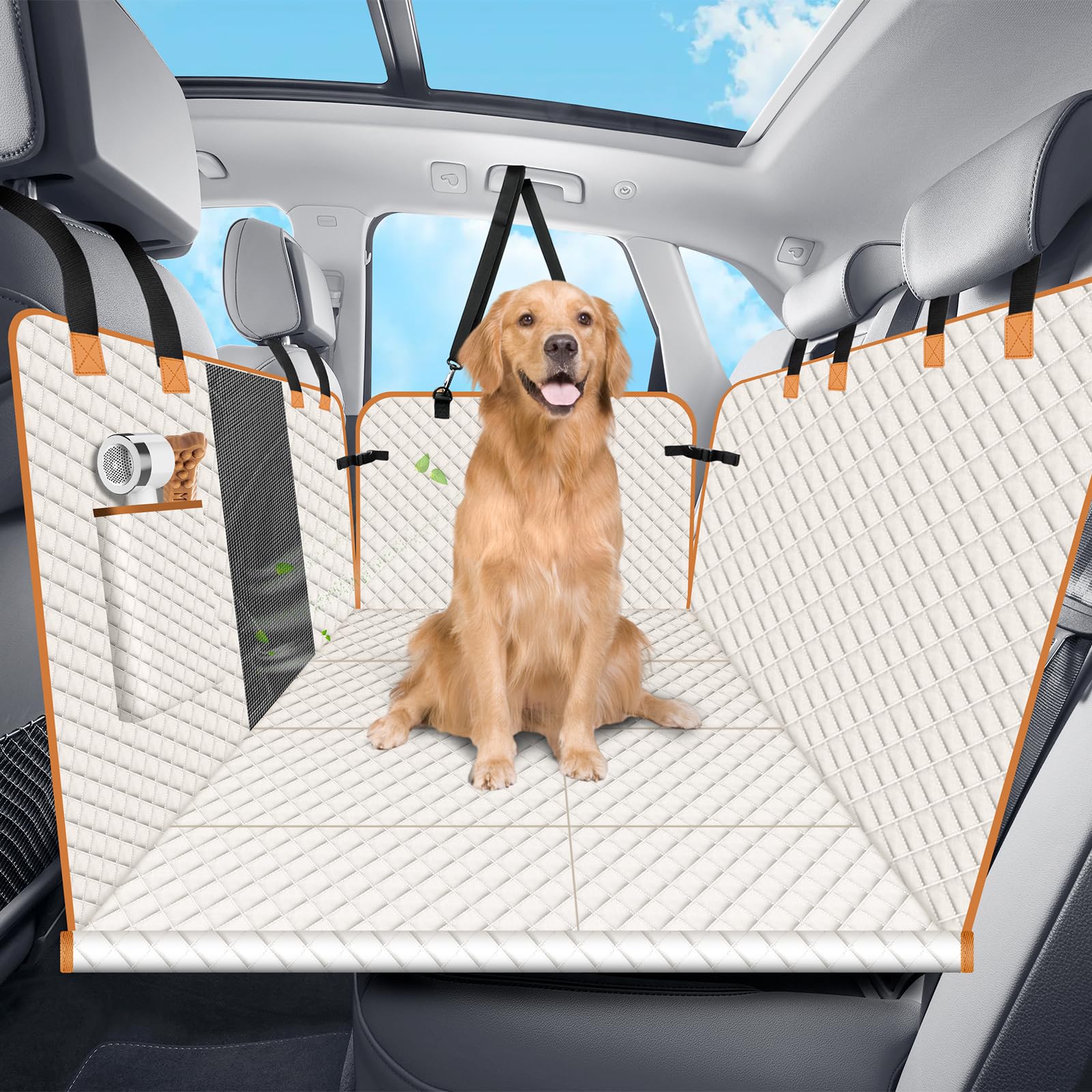 Lekespring Dog Car Seat Cover For Back Seat, Dog Car Bed Cover With Strong Hard Bottom, Car Back Seat Extender Hammock For Car S