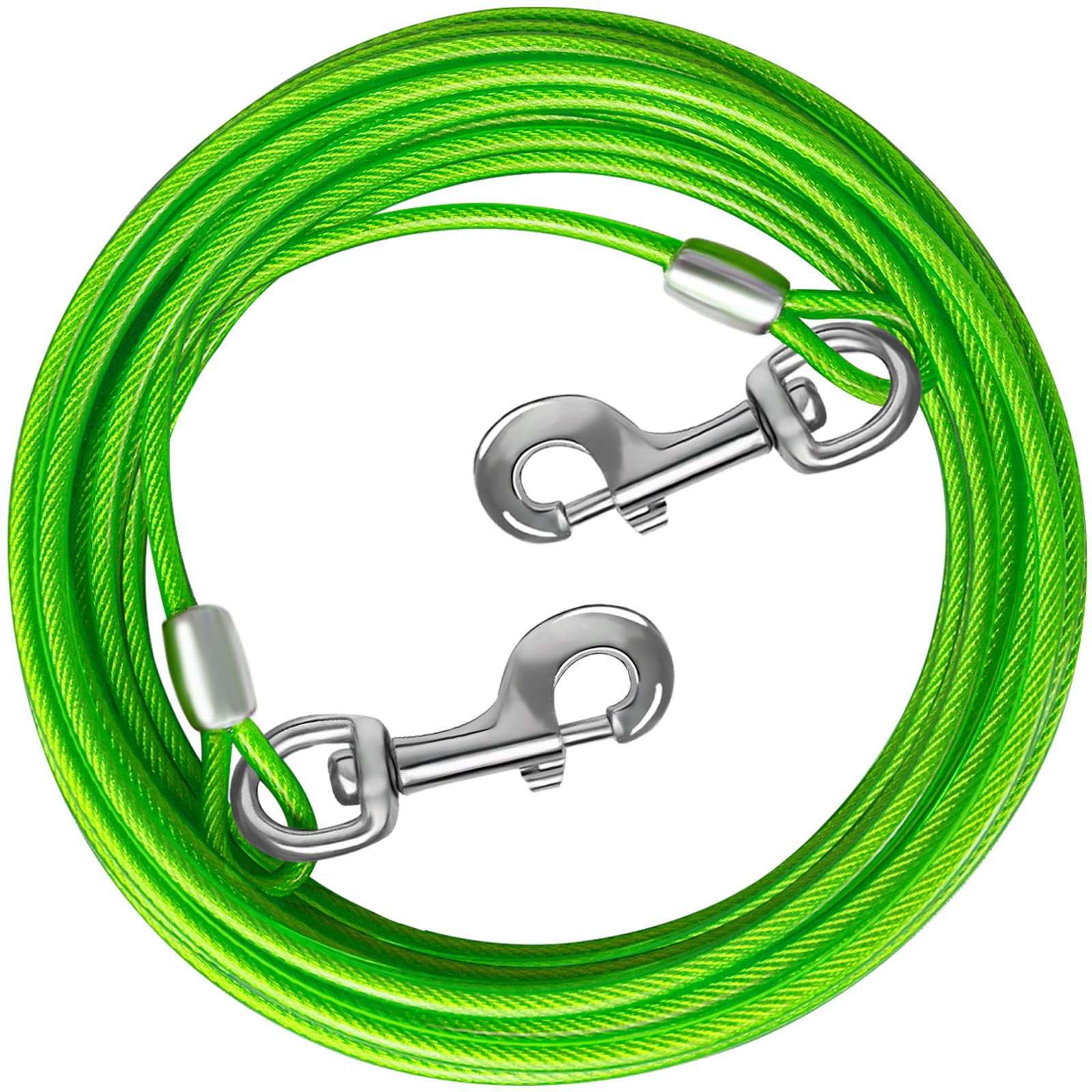 Haiyuan Dog Tie Out Cable 10/15/20/25/30 Ft Dog Runner For Yard Steel Wire Dog Cable With Durable Superior Clips Green Dog Chain