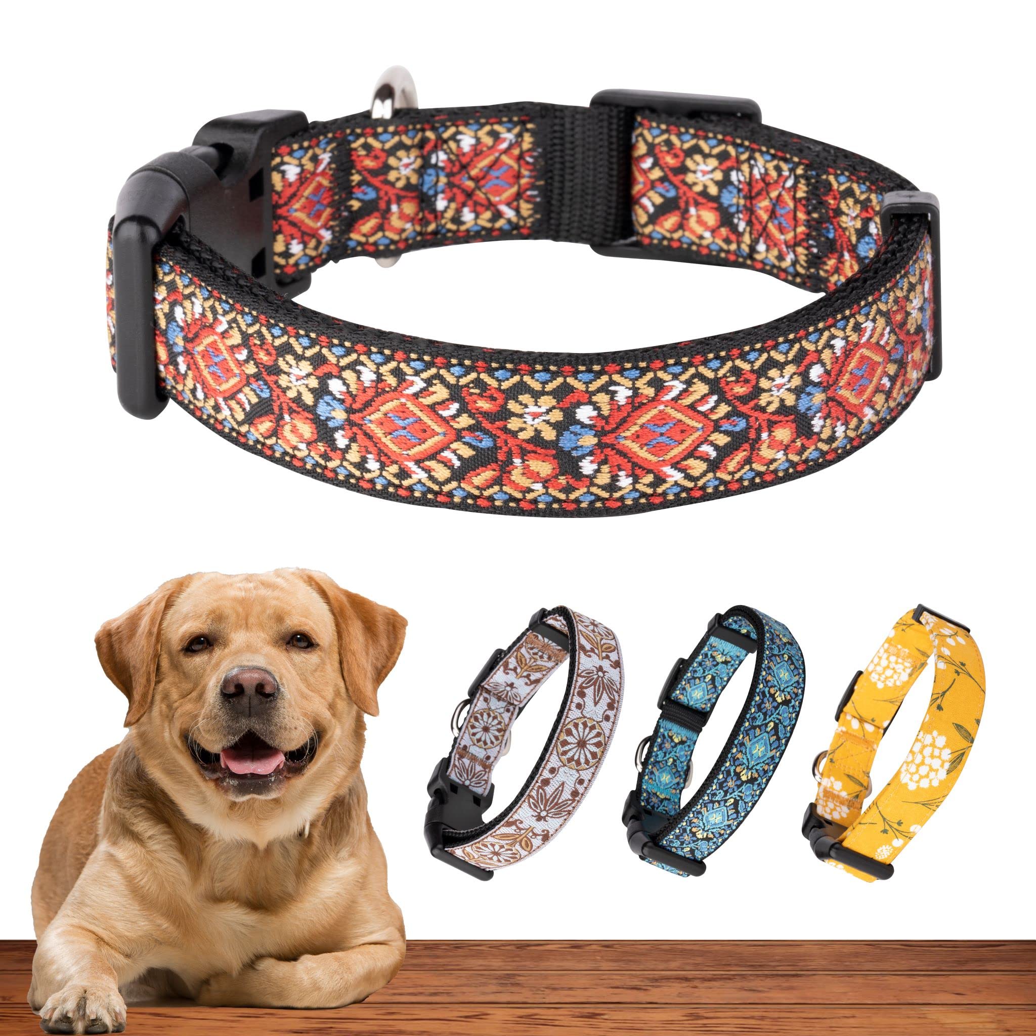 Dog Collars For Small Medium & Large Dogs - Designer Patterns On Long Lasting, Adjustable, Strong And Durable - Choose From Stun