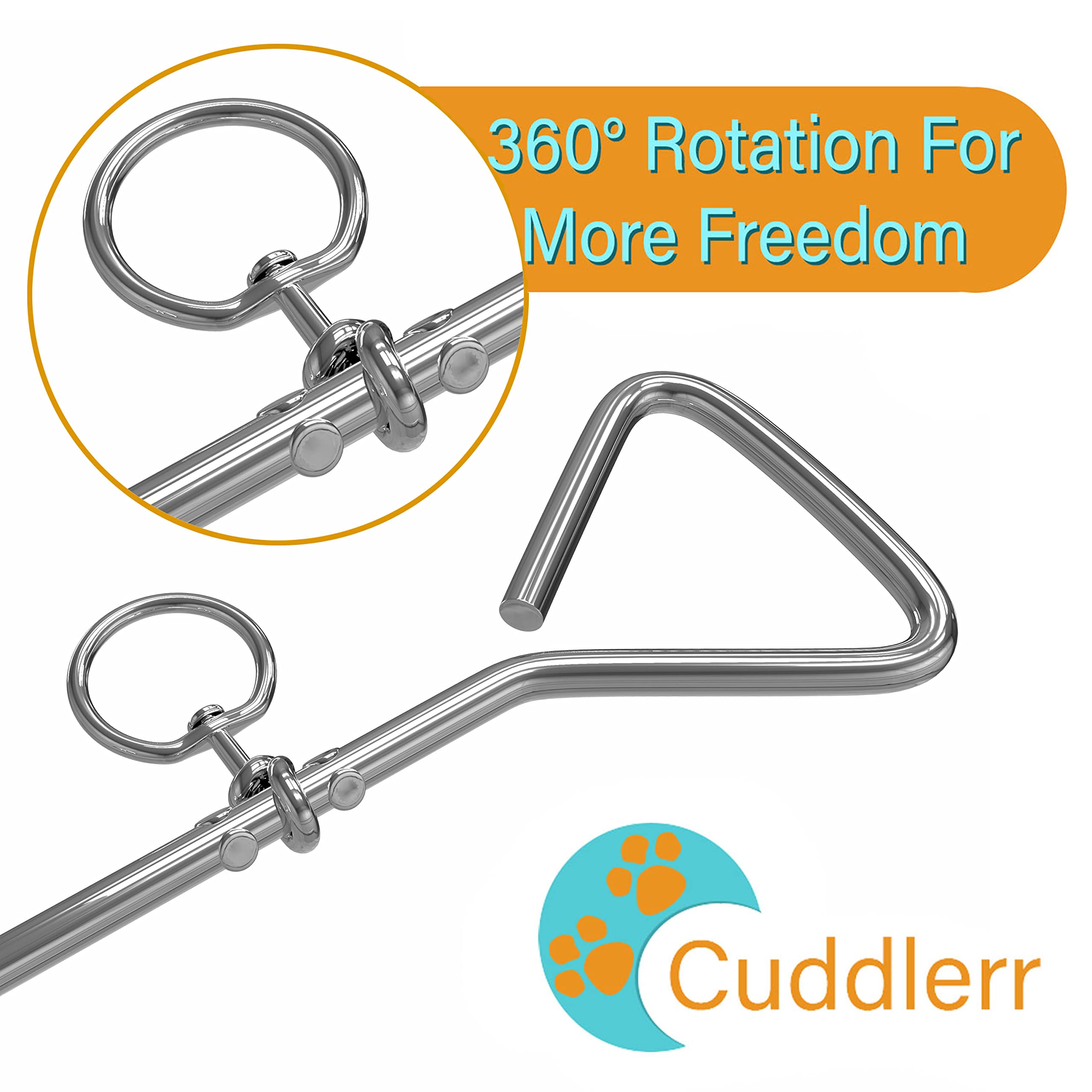 20Ft Dog Tie Out Cable With 16' Chrome Plated Anti-Rust Stake - Perfect Heavy Duty Dog Chain With Dog Stake For Outdoor Yard Camping & Garden, Compatible With Harness, Leash & Chain Attachments