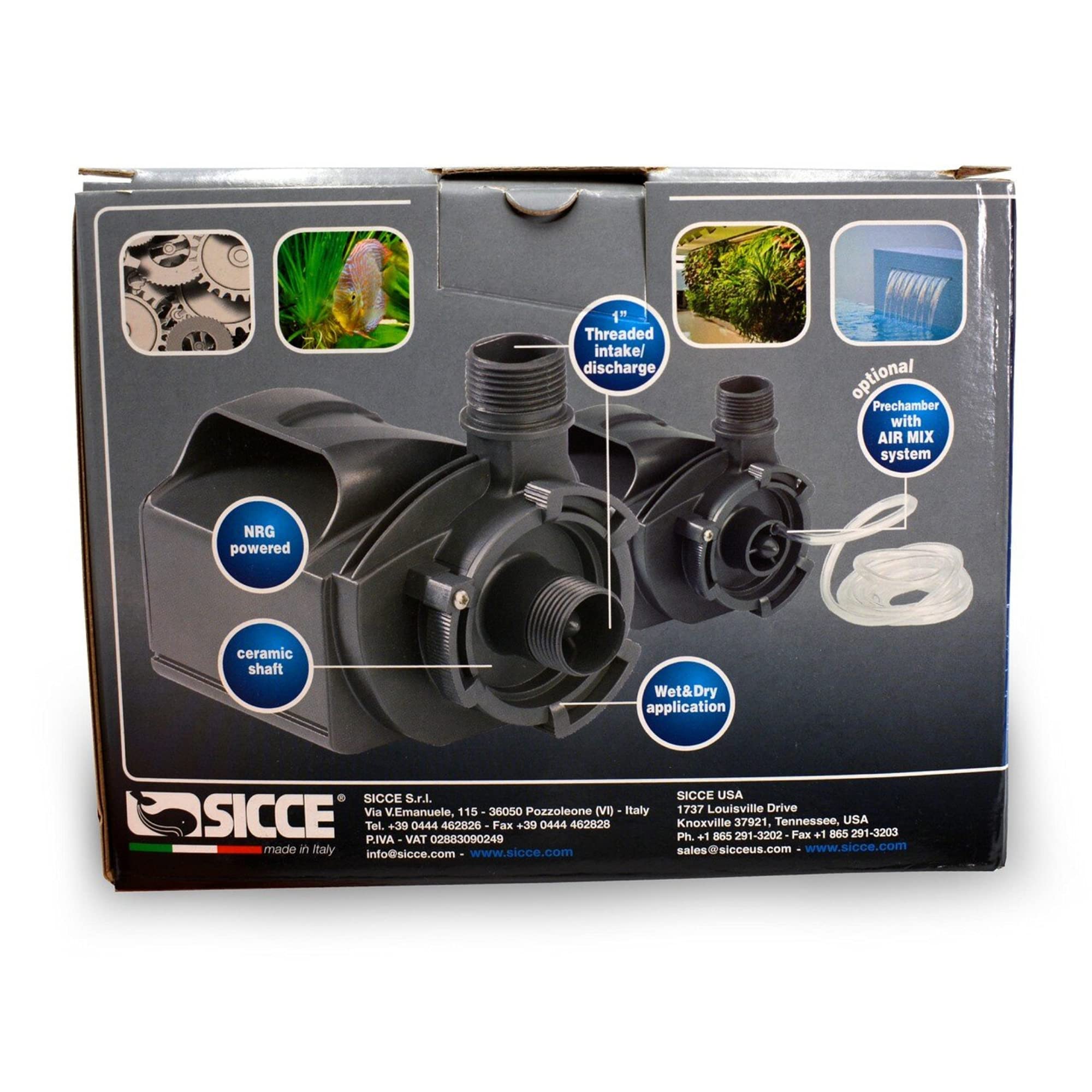 Sicce MULTI 2500 Aquarium Pump - 715 GPH, Black, Ceramic, Model SIC609, Submersible & Inline Use