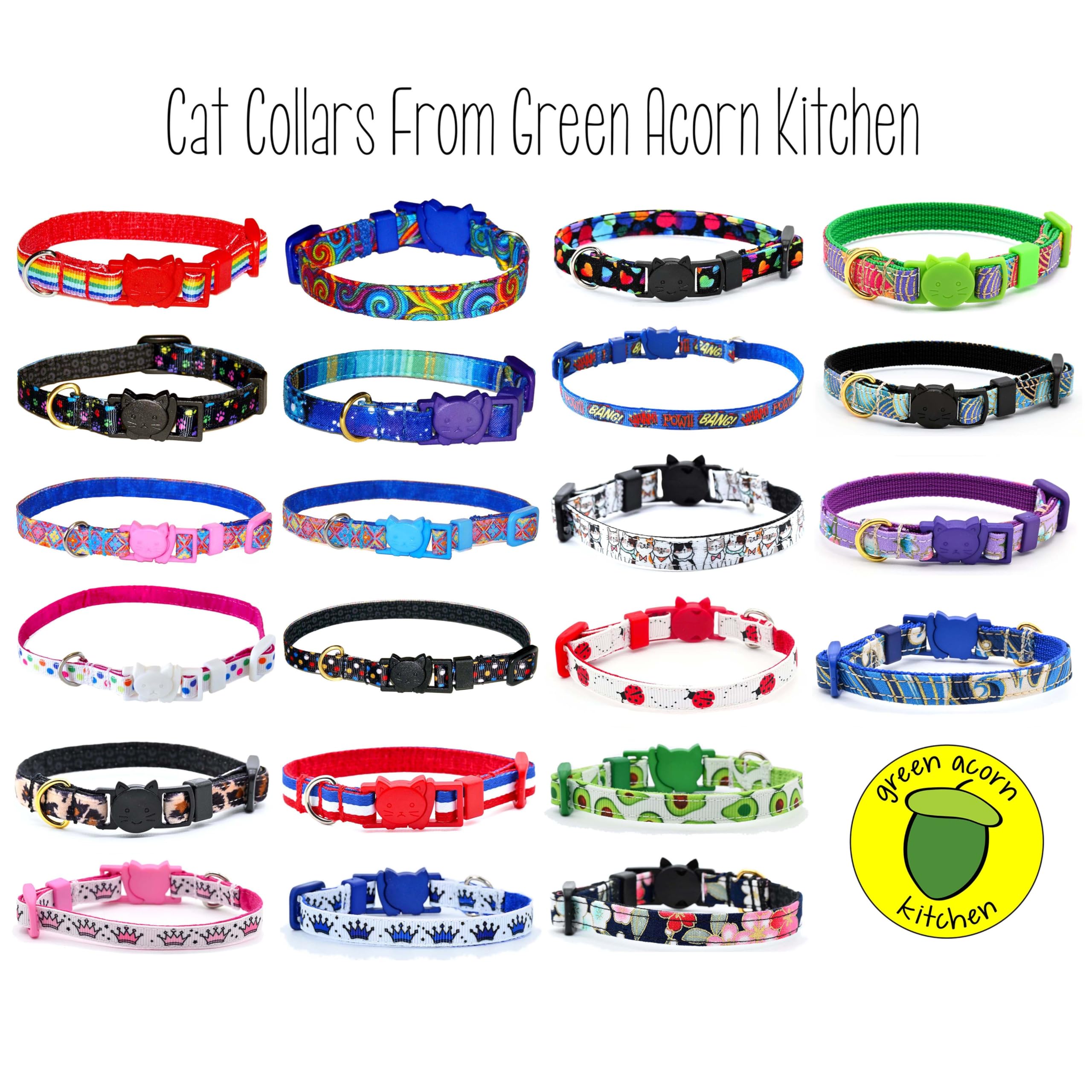 Ladybugs Cat Or Kitten Collar - Red And White - 3/8 Inch Wide - 2 Sizes - Breakaway Safety Buckle- Handmade By Green Acorn Kitch