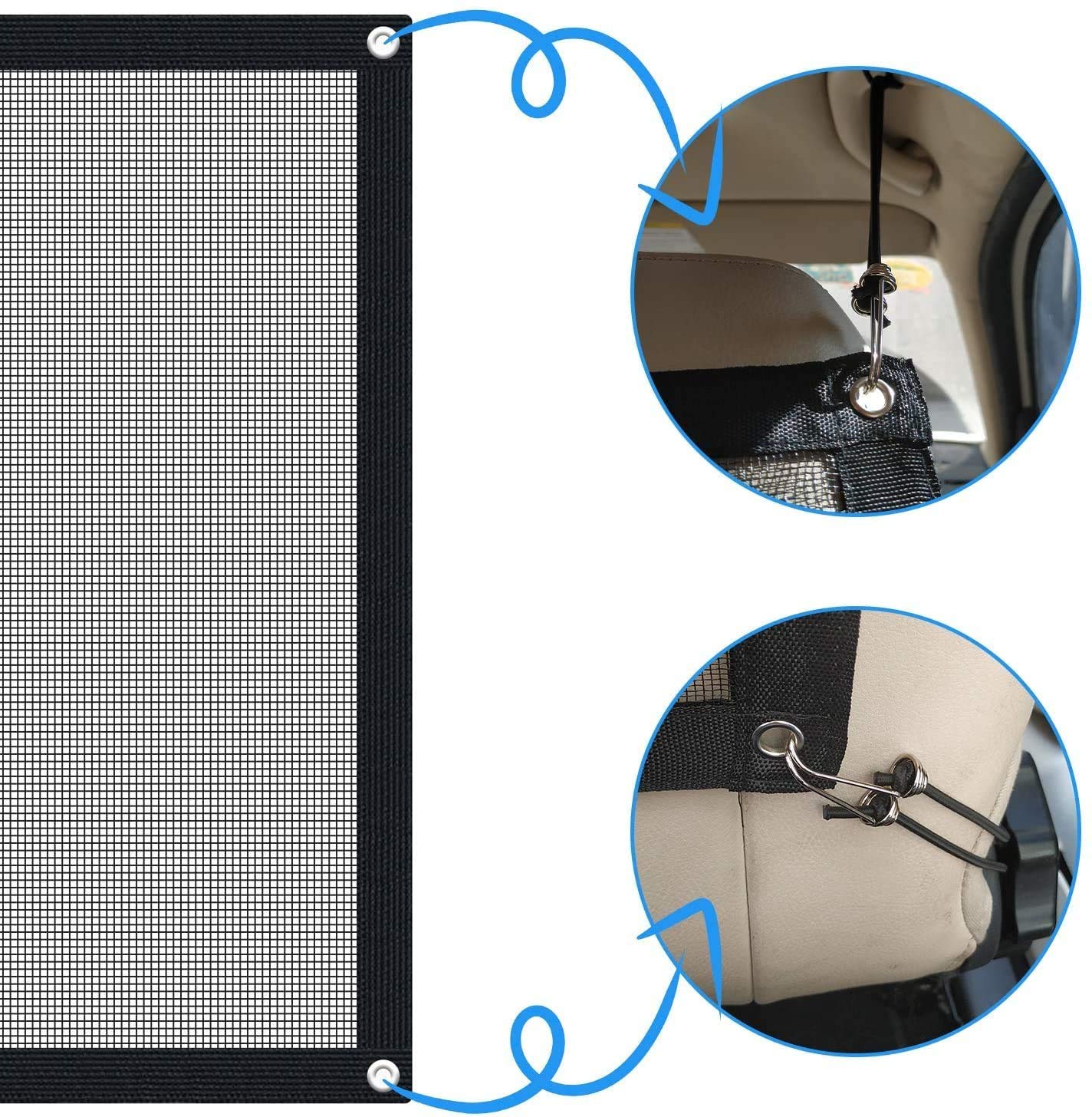 Starroad-Tim Dog Car Barrier Vehicle Pet Barrier Backseat Mesh Dog Car Divider Net With Adjusting Rope And Hook Suitable For Suv Pickup And Small Car (43.3In X 23.62In)