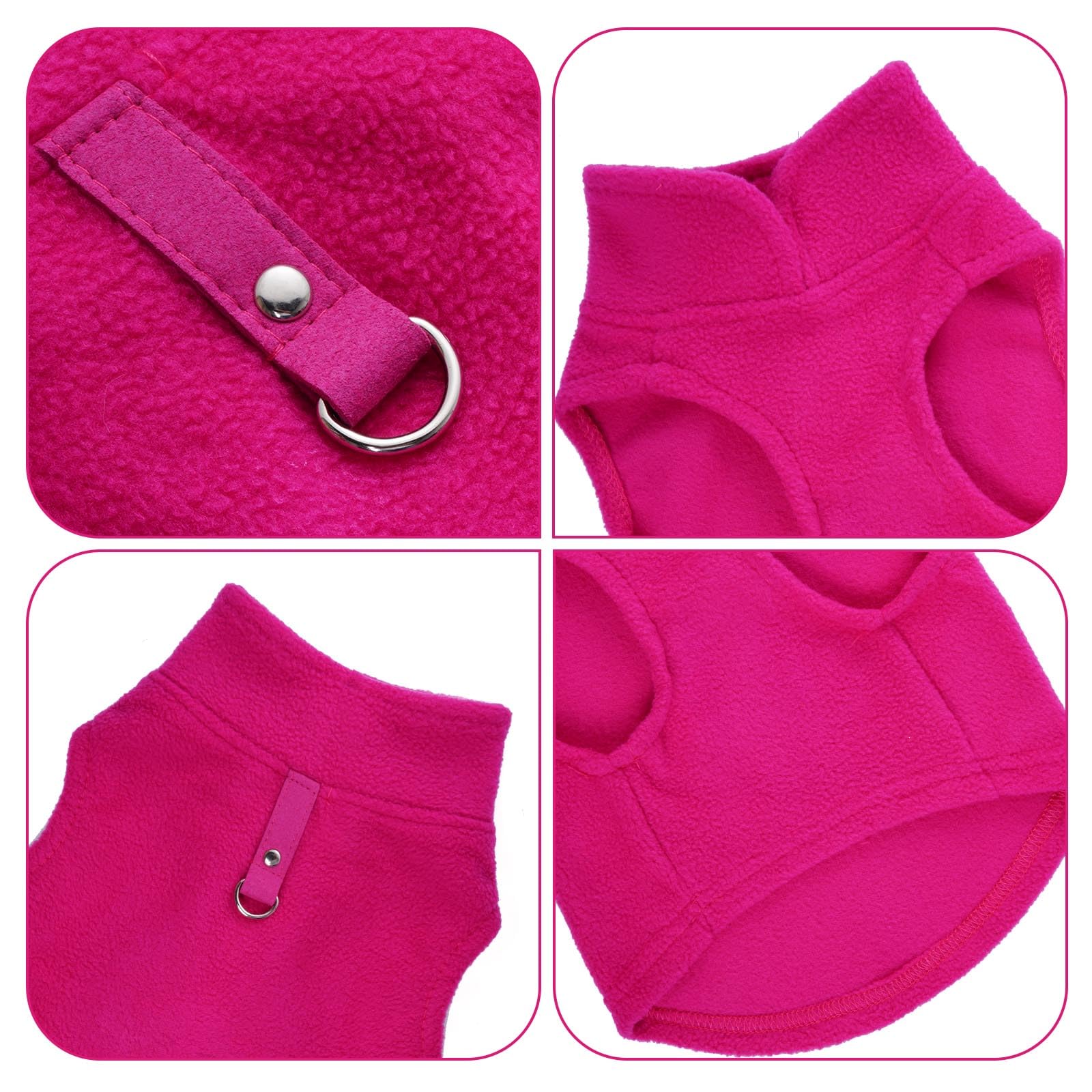 Rbenxia Rose Red Dog Sweater With Leash Ring Soft Fleece Vest Pullover Warm Jacket Pet Clothes Winter Outfits For Small Puppy Ca