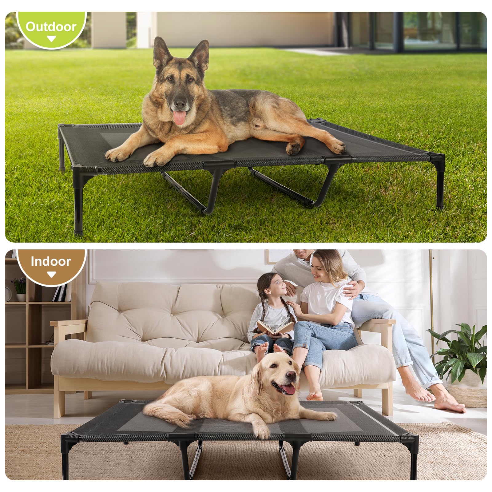 Petizer 48'' Elevated Dog Bed For Extra Large Dogs, Outdoor Dog Cot Bed Waterproof, Raised Cooling Pet Bed, Washable Breathable