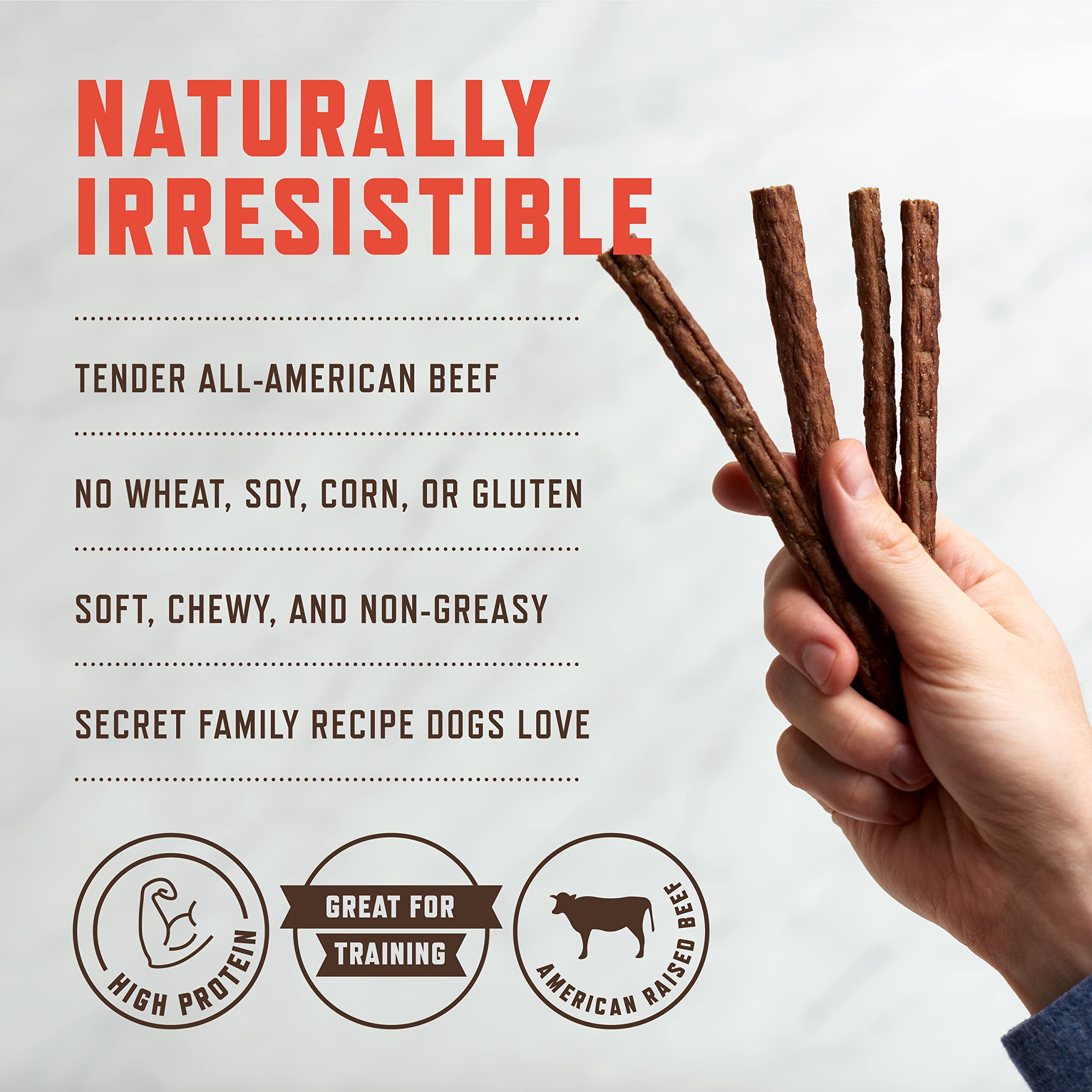 Rocco & Roxie Beef Jerky Dog Treats - Soft Snacks for Dogs - 1lb - Ideal for Training Senior Dogs & Puppies