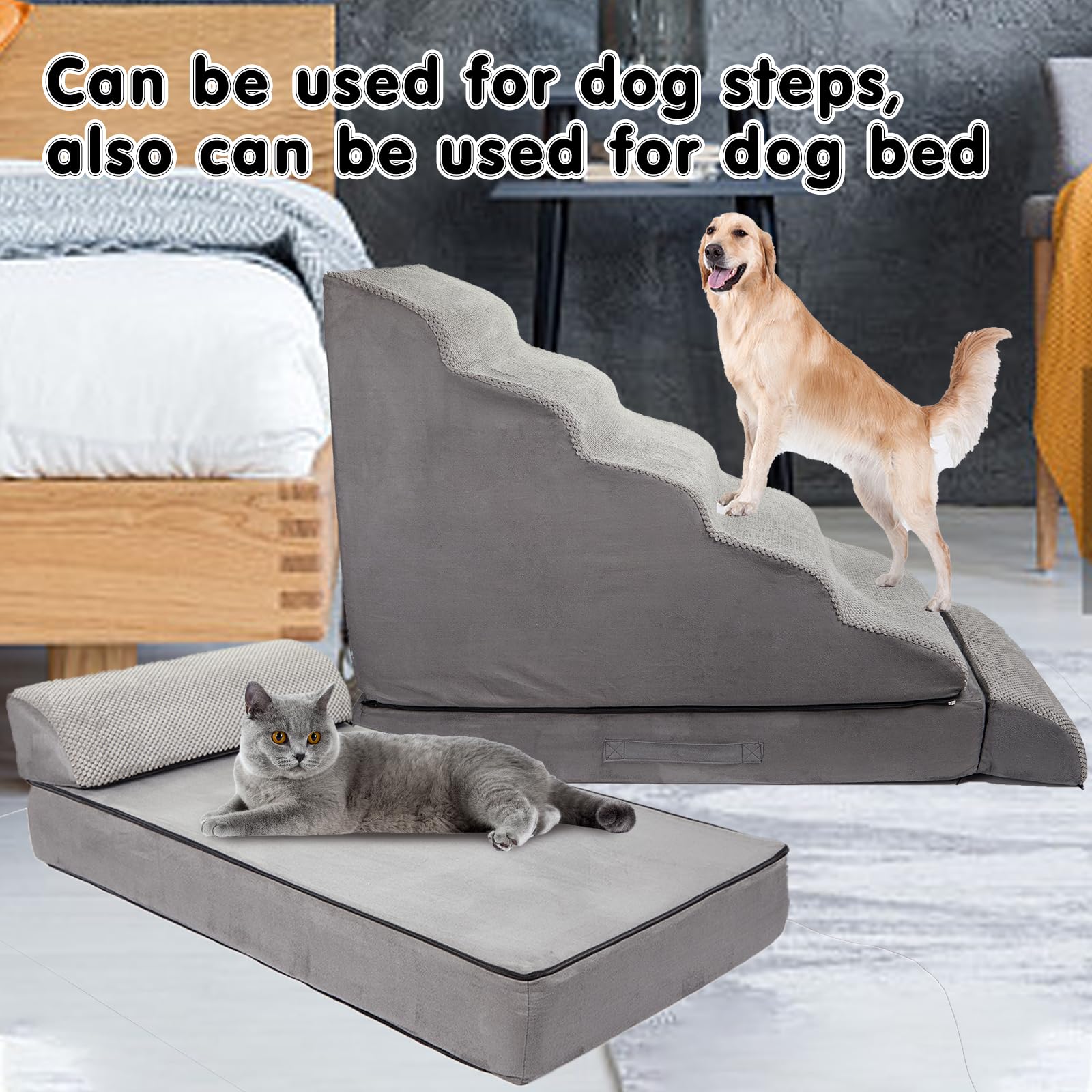 30-36 inches High Dog Stairs & Steps for High Beds Tall, LitaiL 30inch 6 Steps Pet Stairs/Steps for High Beds Large Dogs, Non-Sl