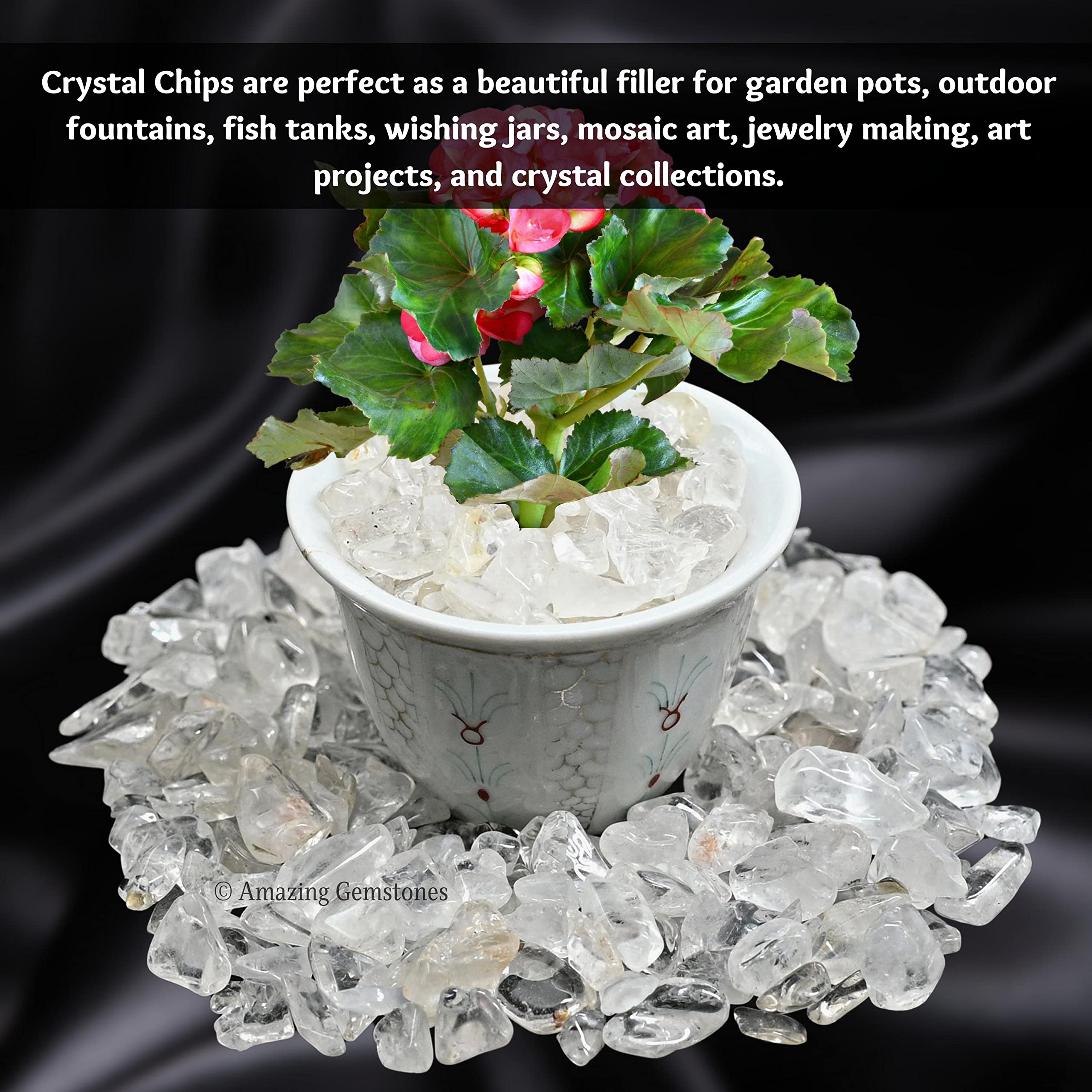 Clear Quartz Crystal Chips and Tiny Crystals for Aquarium Gravel - Bulk Fish Tank Gravel, Small Tumbled Stone Chips and Tiny Cry