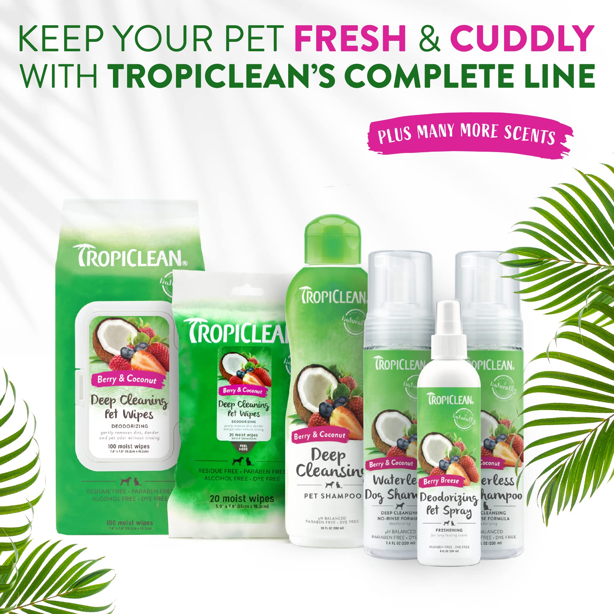 Tropiclean Berry & Coconut Deep Cleansing Dog Shampoo | Deodorizing Natural Pet Shampoo Derived From Natural Ingredients | Cat Friendly | Made In The Usa | 20 Oz.