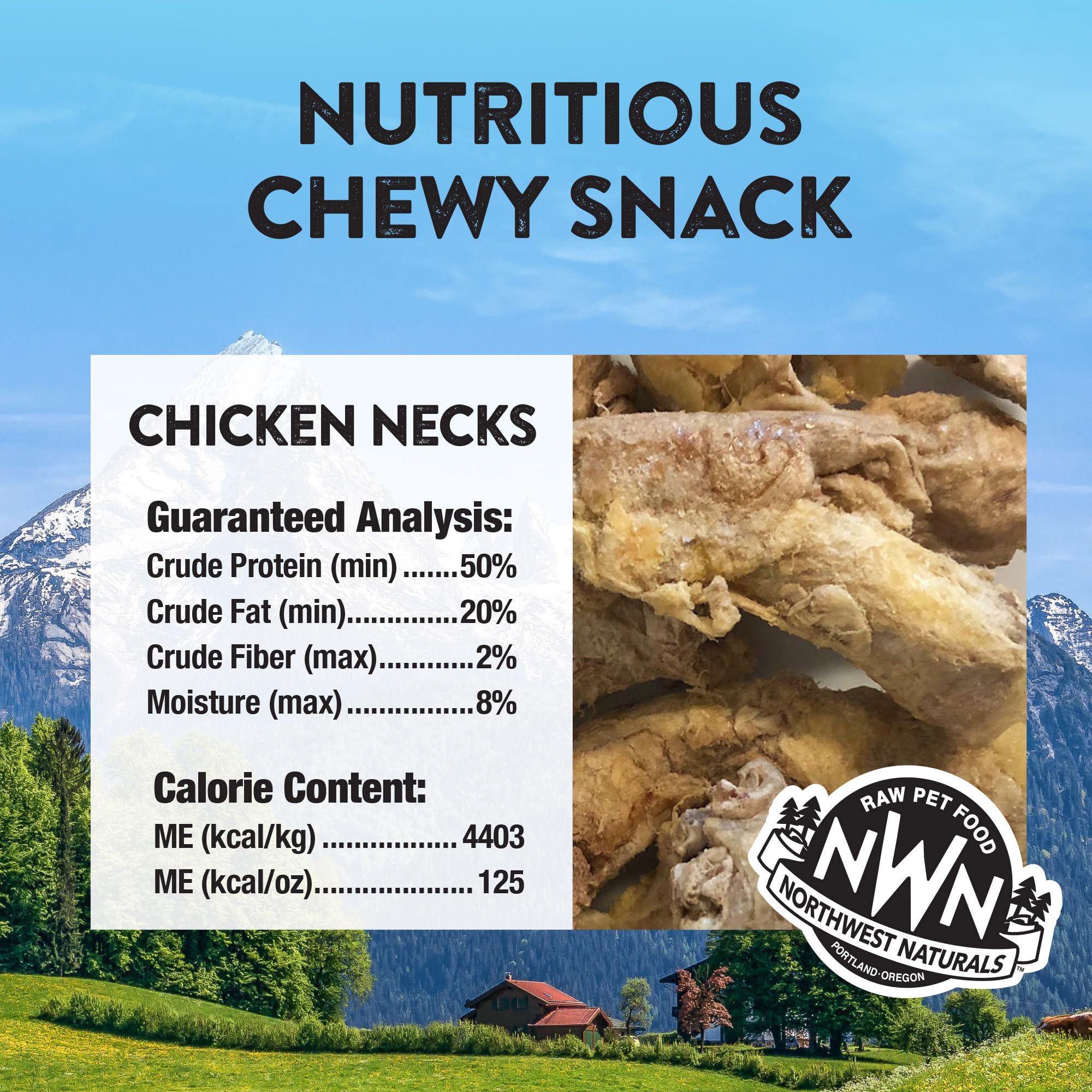 Northwest Naturals Raw Rewards Freeze-Dried Chicken Neck Treats for Dogs and Cats - Whole Neck - Healthy, 1 Ingredient, Human Gr