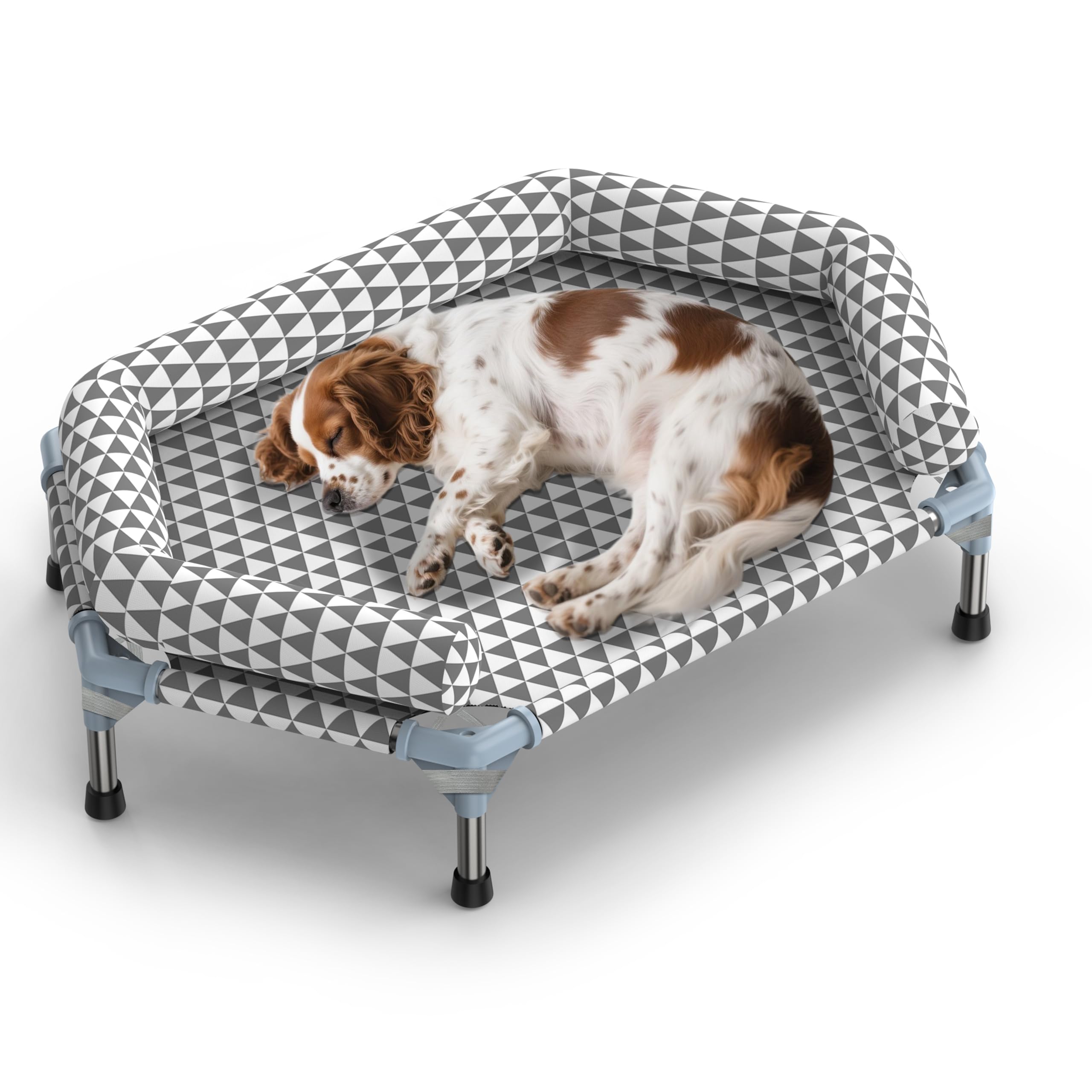 Orthopedic Dog Bed for Medium Dogs - Removable Bolsters & Cleanable Cover,Elevated Outdoor Dog Bed,Easy to Assemble,Up to 100lbs