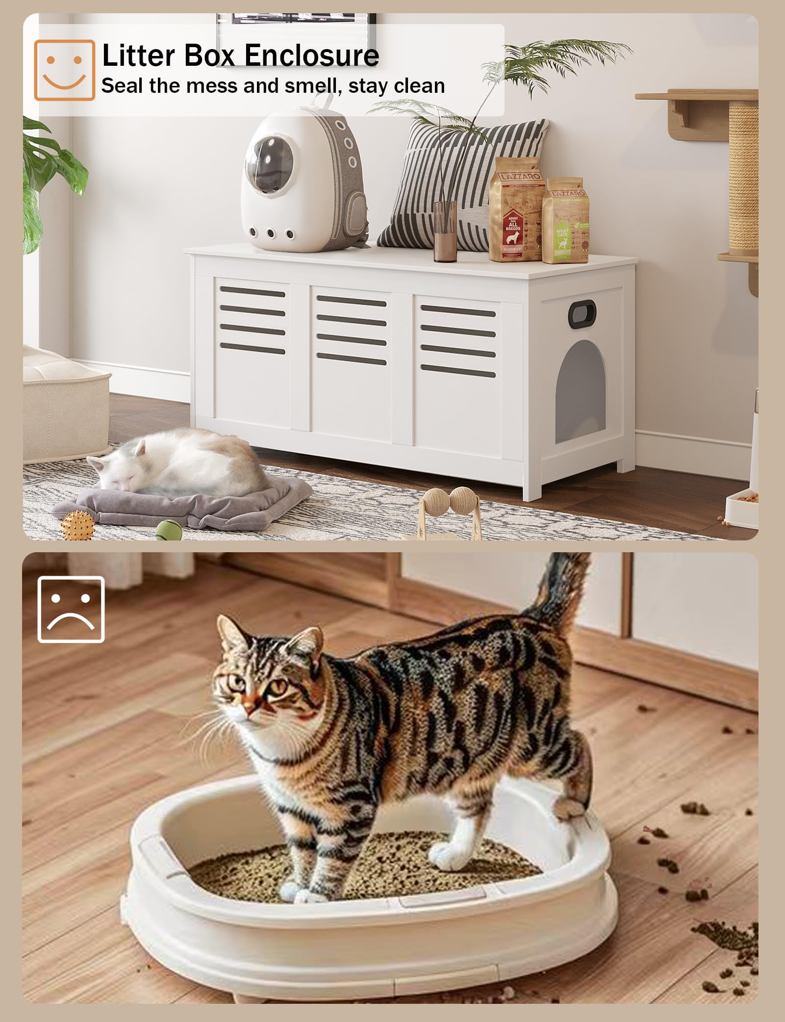 Dinzi Lvj Litter Box Enclosure, Flip Top Litter Box Furniture, Hidden Cat Washroom, Wooden Cat House, End Table, 39.4'' L X 19.7
