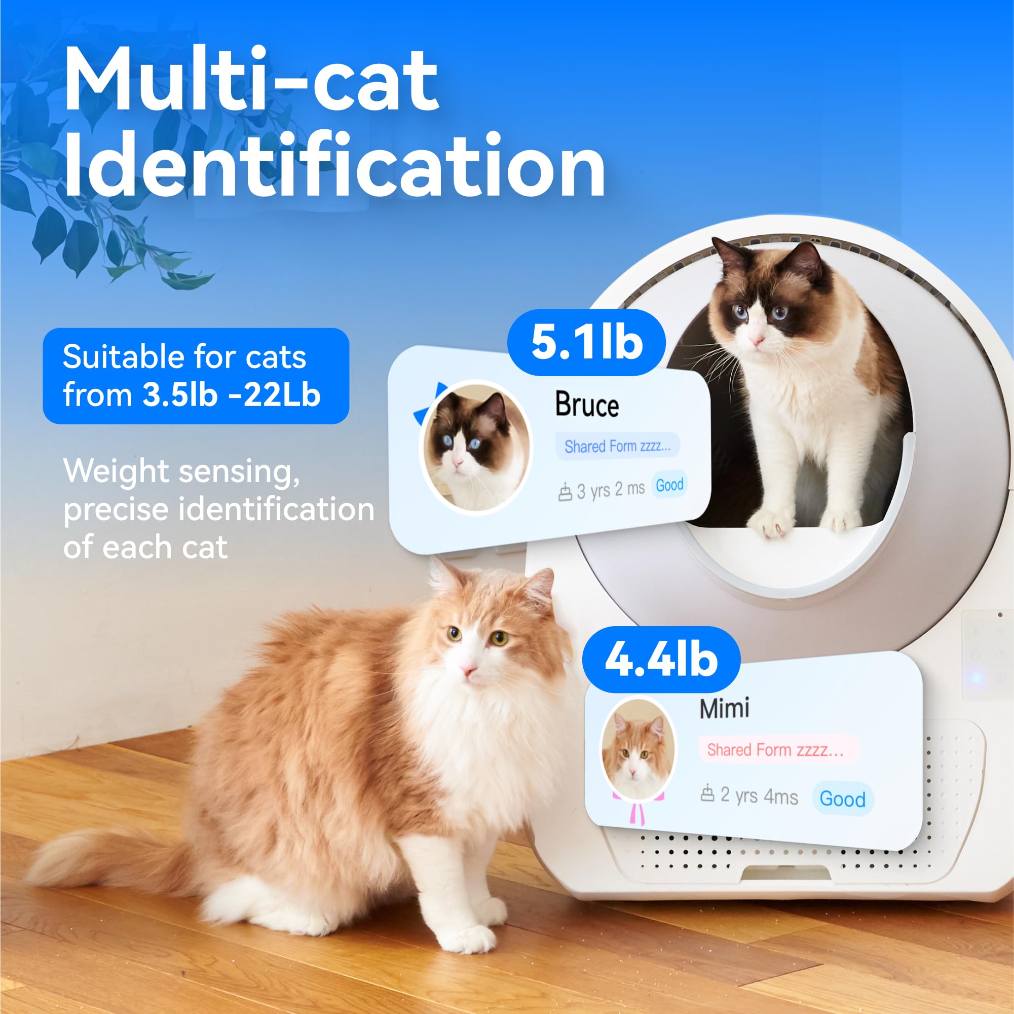 Catlink Self Cleaning Cat Litter Box For Multiple Cats, Health Monitoring, Automatic Litter Box With App, Triple Odor Control, I
