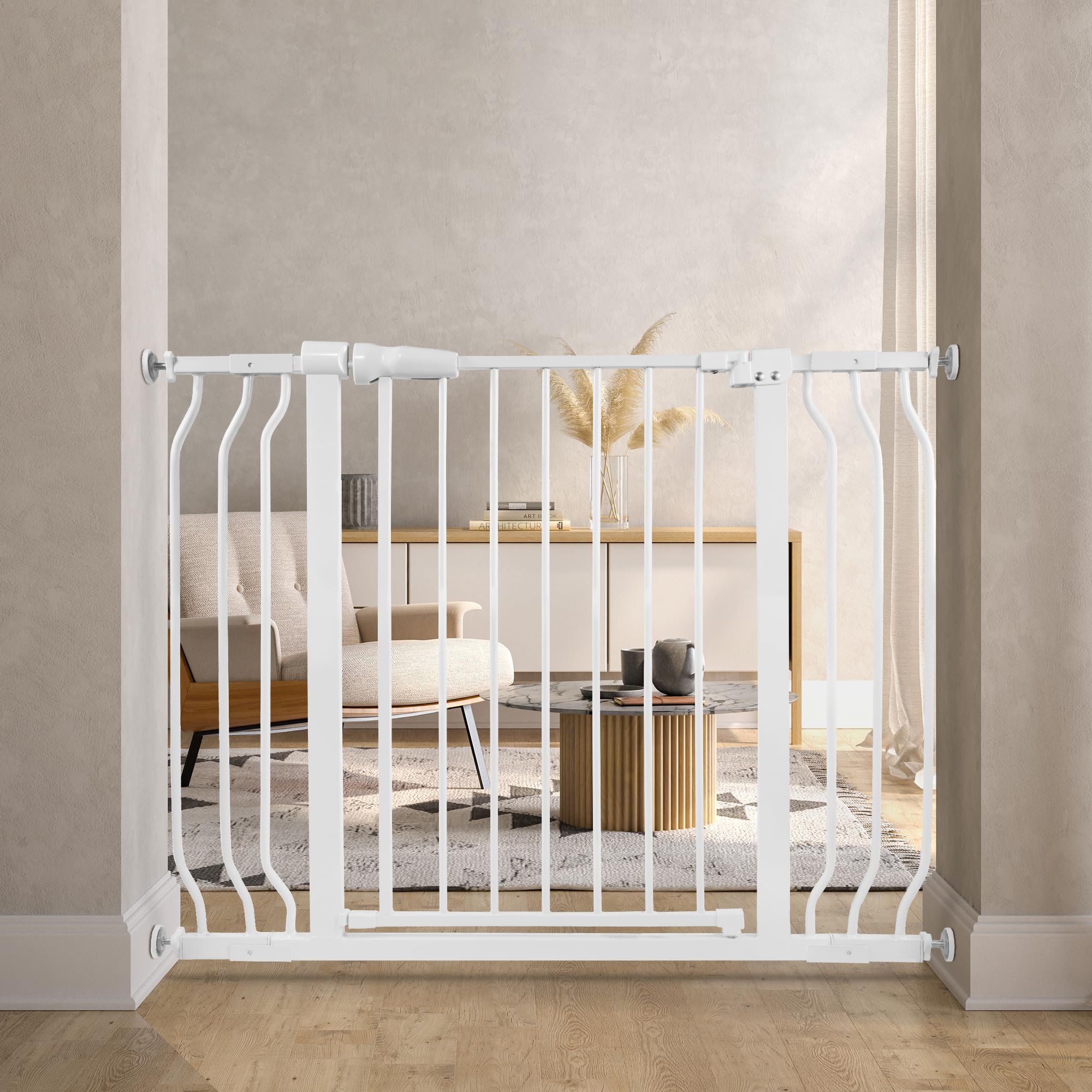 BalanceFrom Easy Walk-Thru Safety Gate, 30-Inch Tall, Fits 29.1-43.3 Inch Openings, Auto-Close, White, Alloy Steel, Model BFSG-