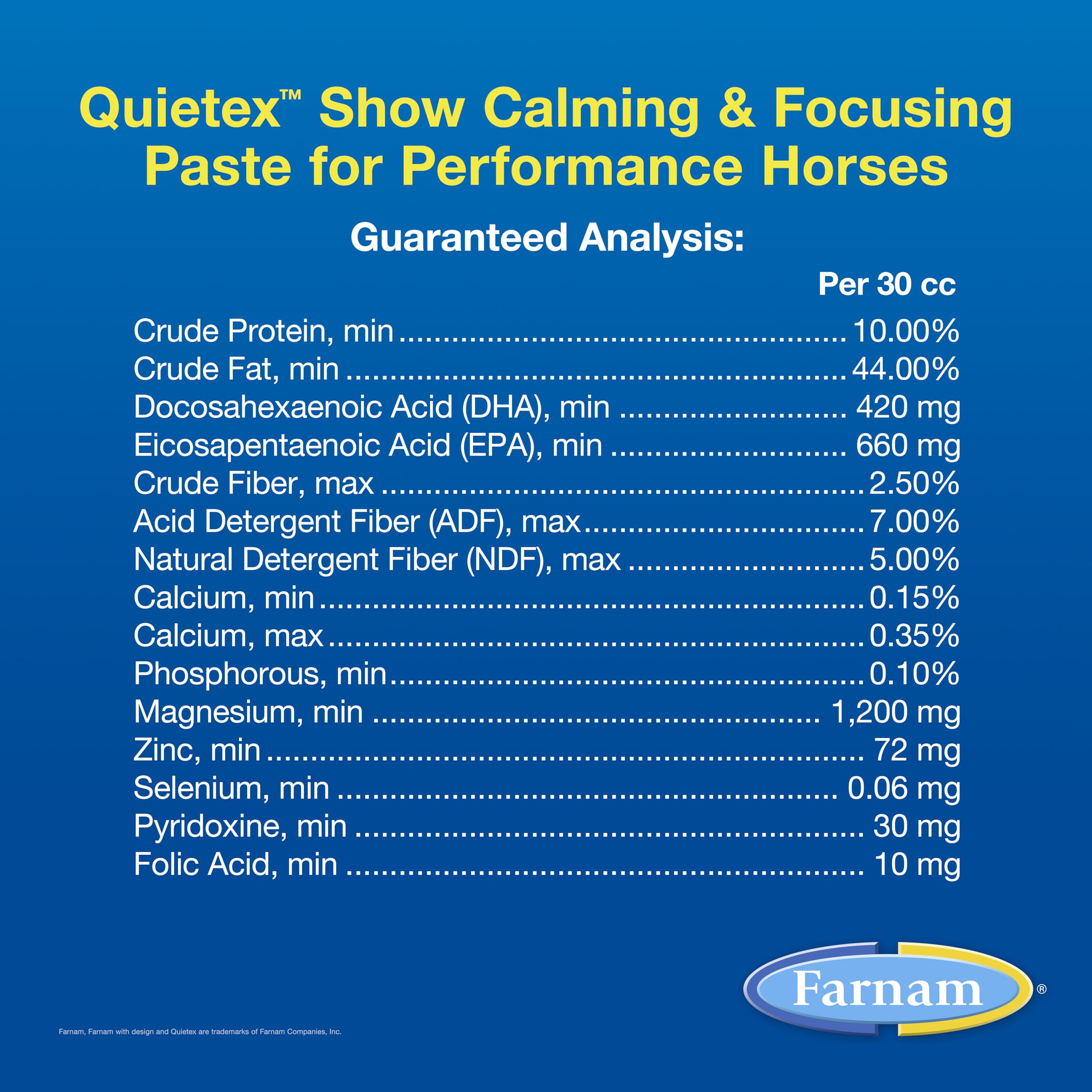 Farnam Quietex Show Calming & Focusing Paste, Helps Keep Horses Calm & Relaxed That Become Nervous in The Show Ring 30 cc
