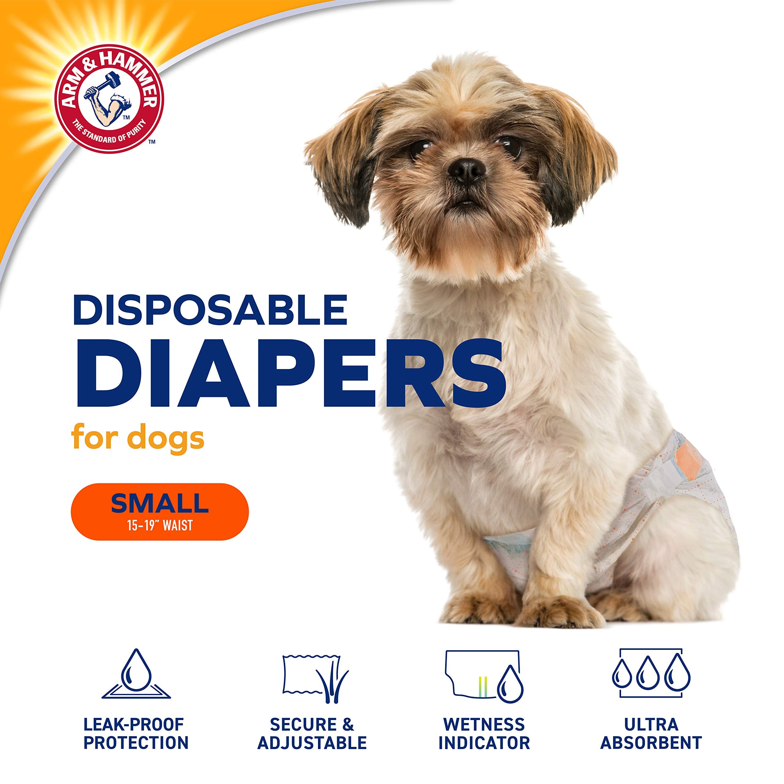 Arm & Hammer For Pets for Pets Female Dog Diapers, Size Small, 12 Count | Ultra-Absorbent, Adjustable Girl Dog Diapers with Leak