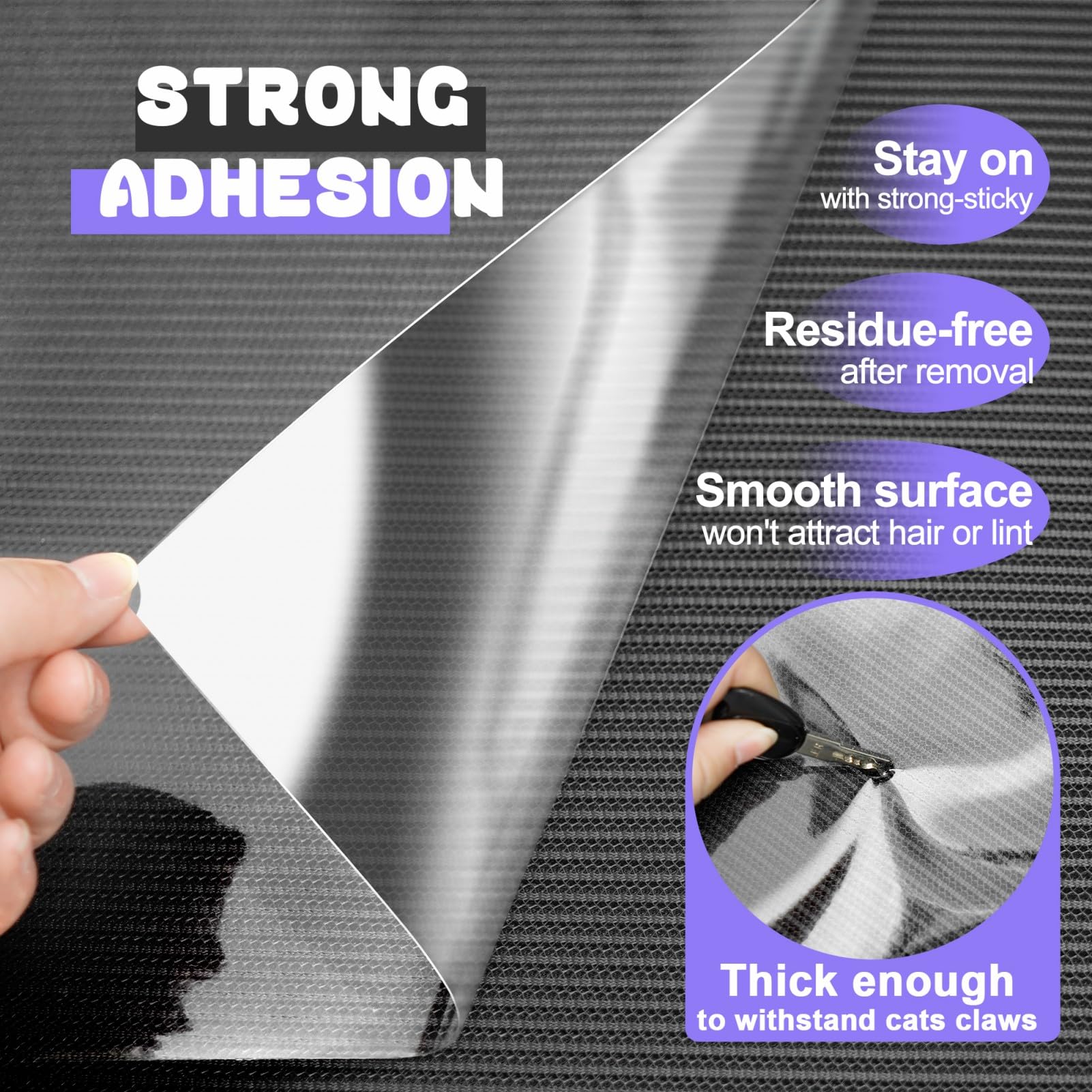 Jinvogreen Cat Scratch Furniture Protector, 2 Pack 196.8'' X 11.8'' Couch Protector From Cat Claws, Thickened Transparent Self-A